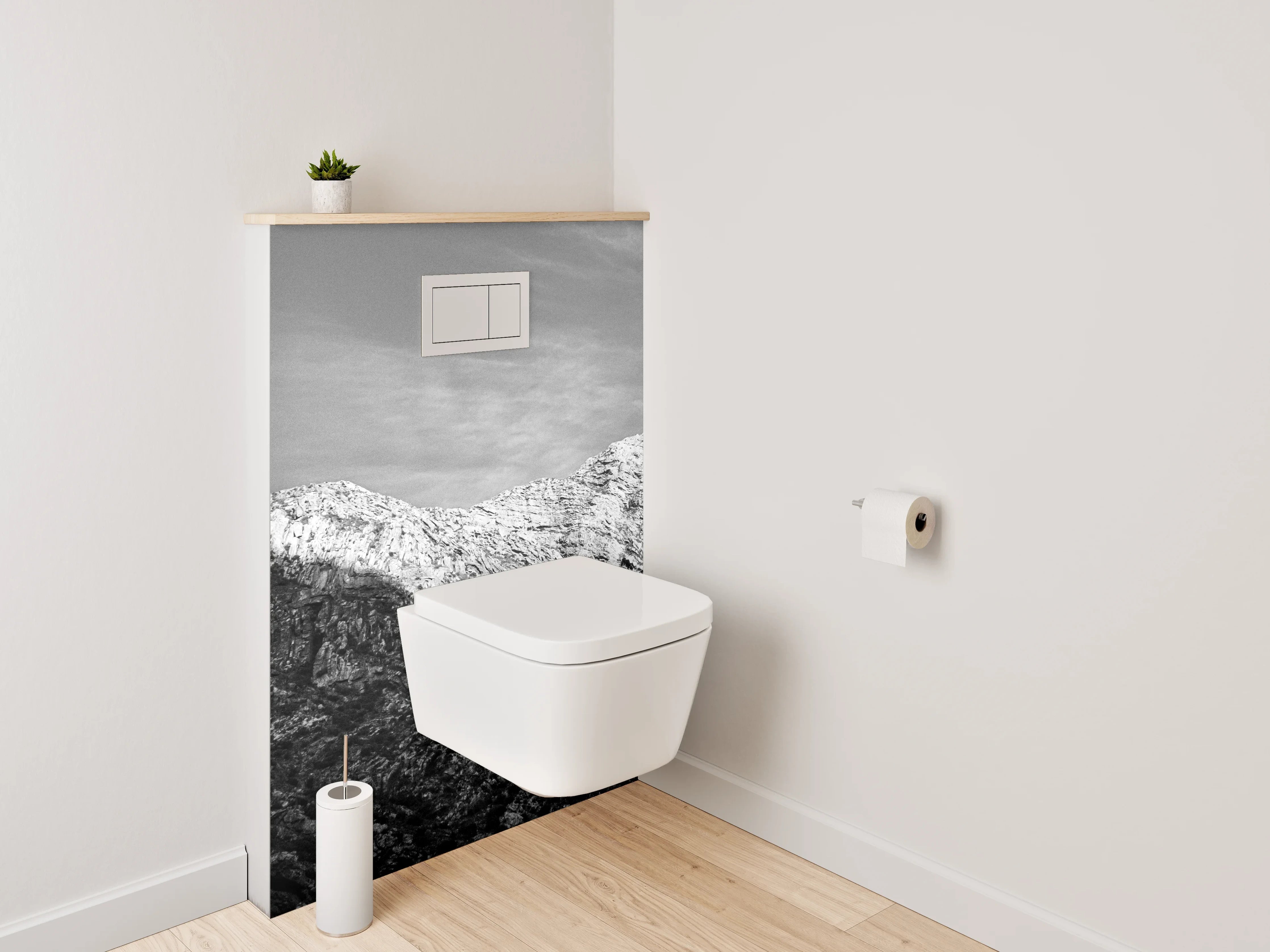WC-Rückwand - Schwarz-Weiß Gebirge Landschaft Fotografie