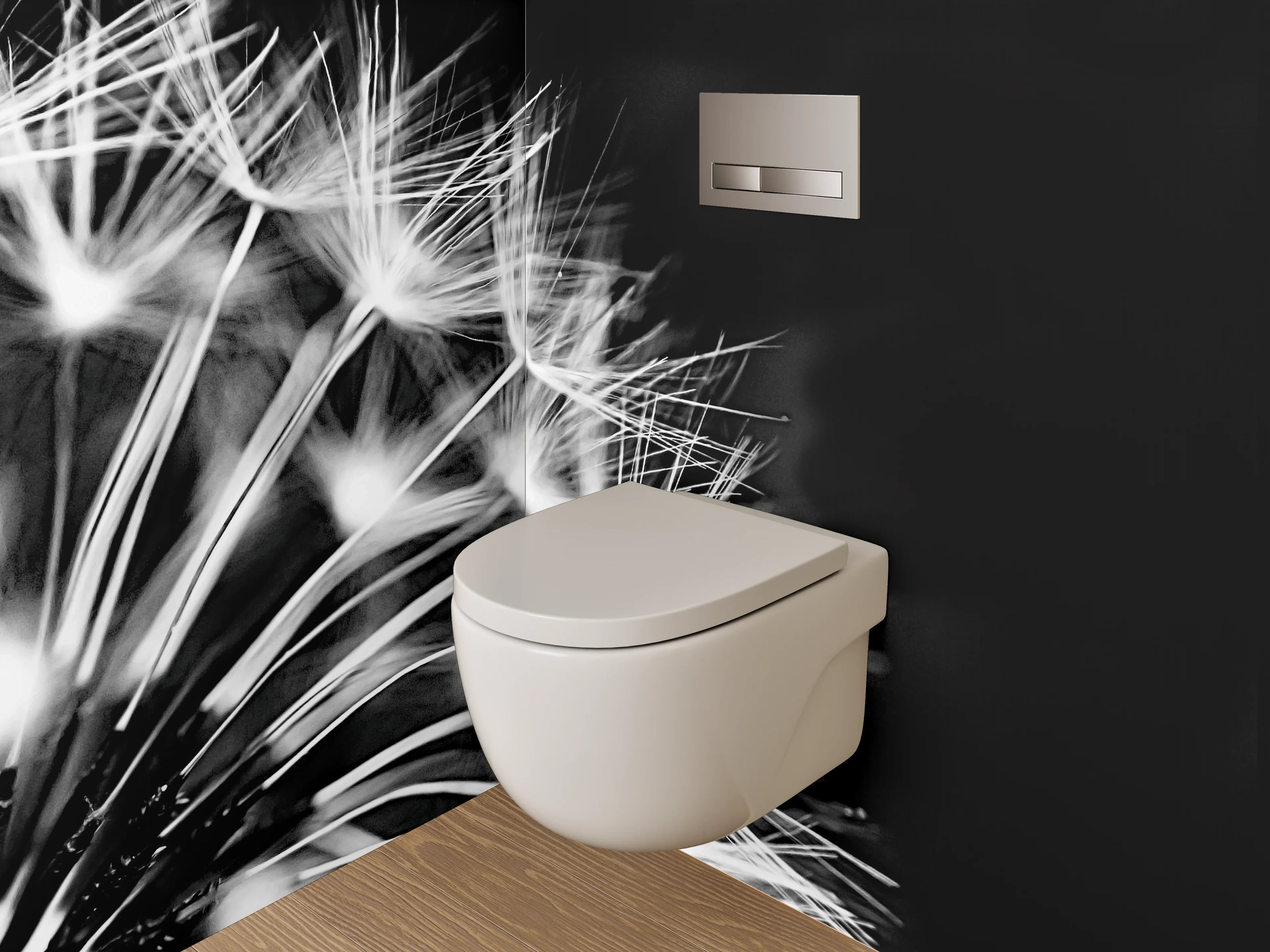 WC-Rückwand - Schwarz-Weiß Pusteblume Fotokunst