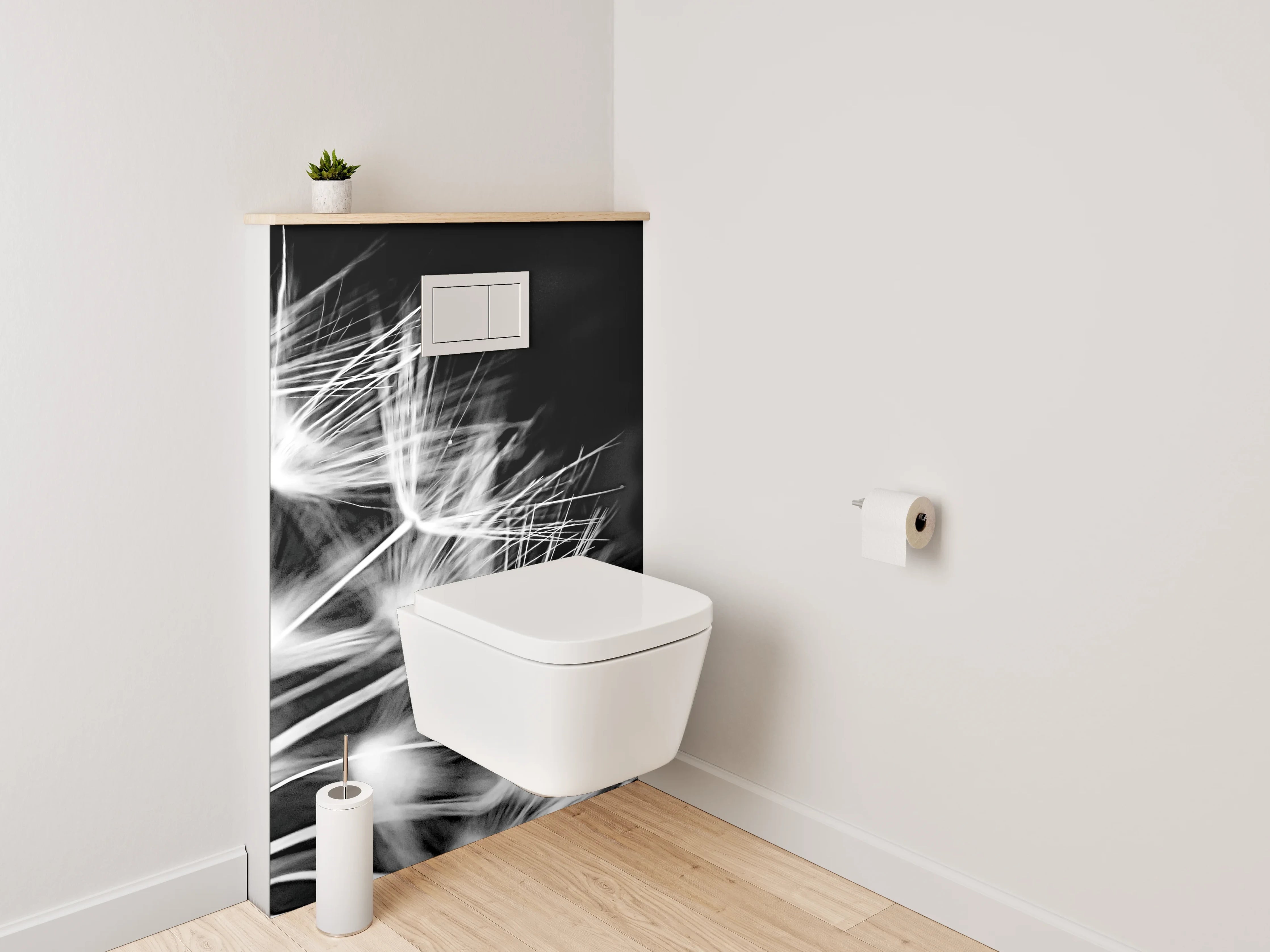 WC-Rückwand - Schwarz-Weiß Pusteblume Fotokunst