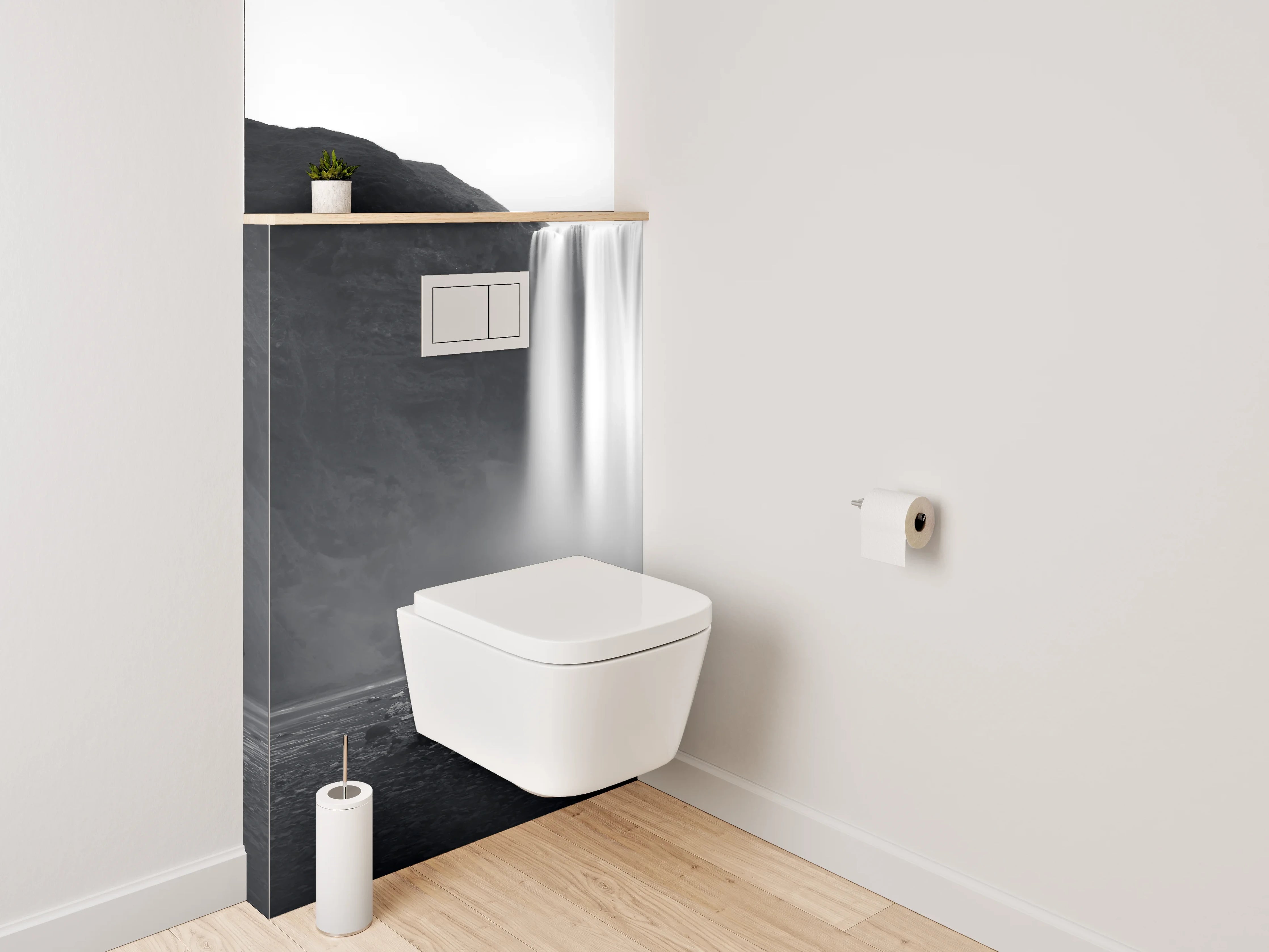 WC-Rückwand - Schwarz-Weiß Wasserfall Fotokunst