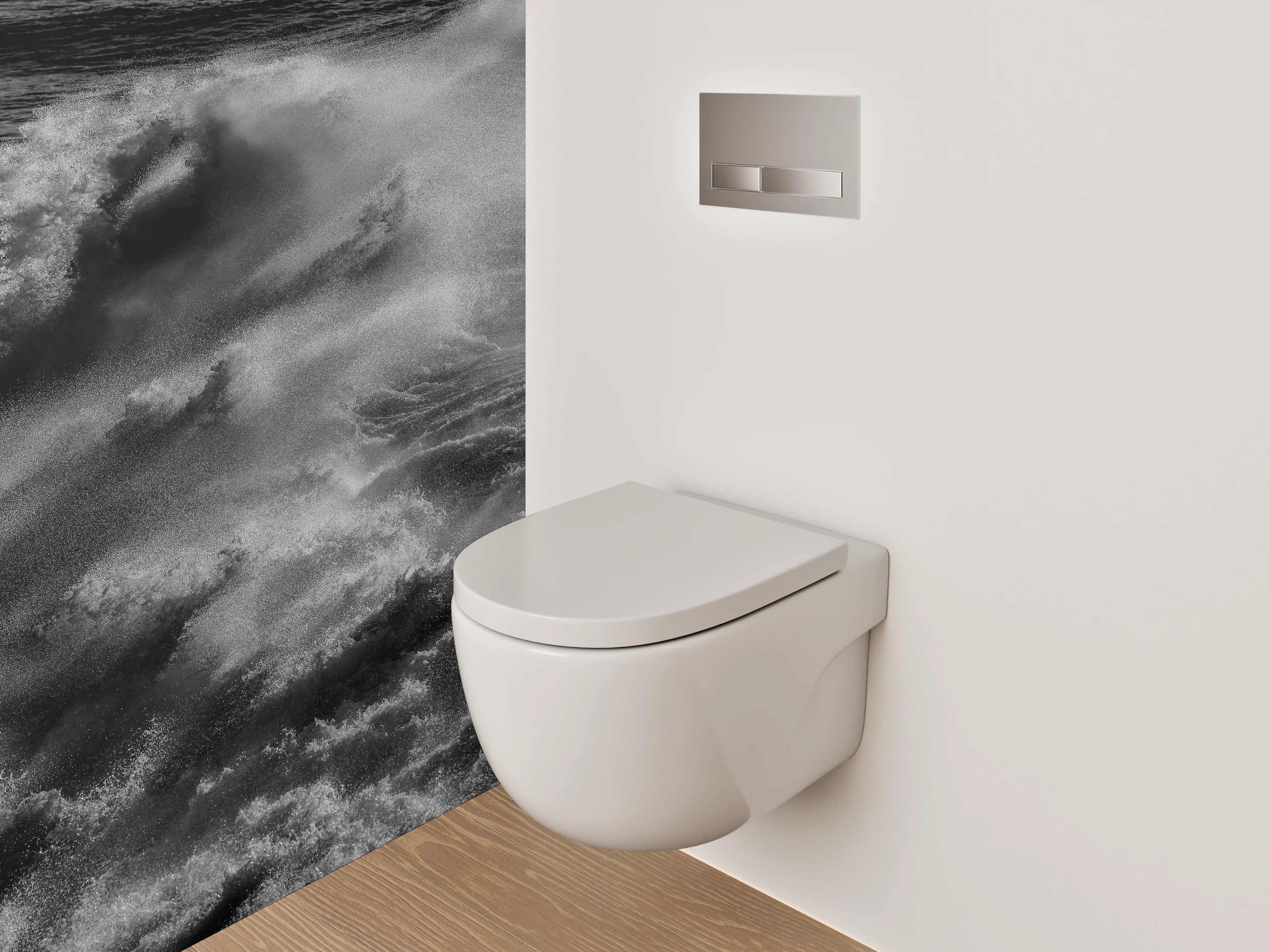 WC-Rückwand - Schwarz-Weiß Wellen Kraft Fotomotiv