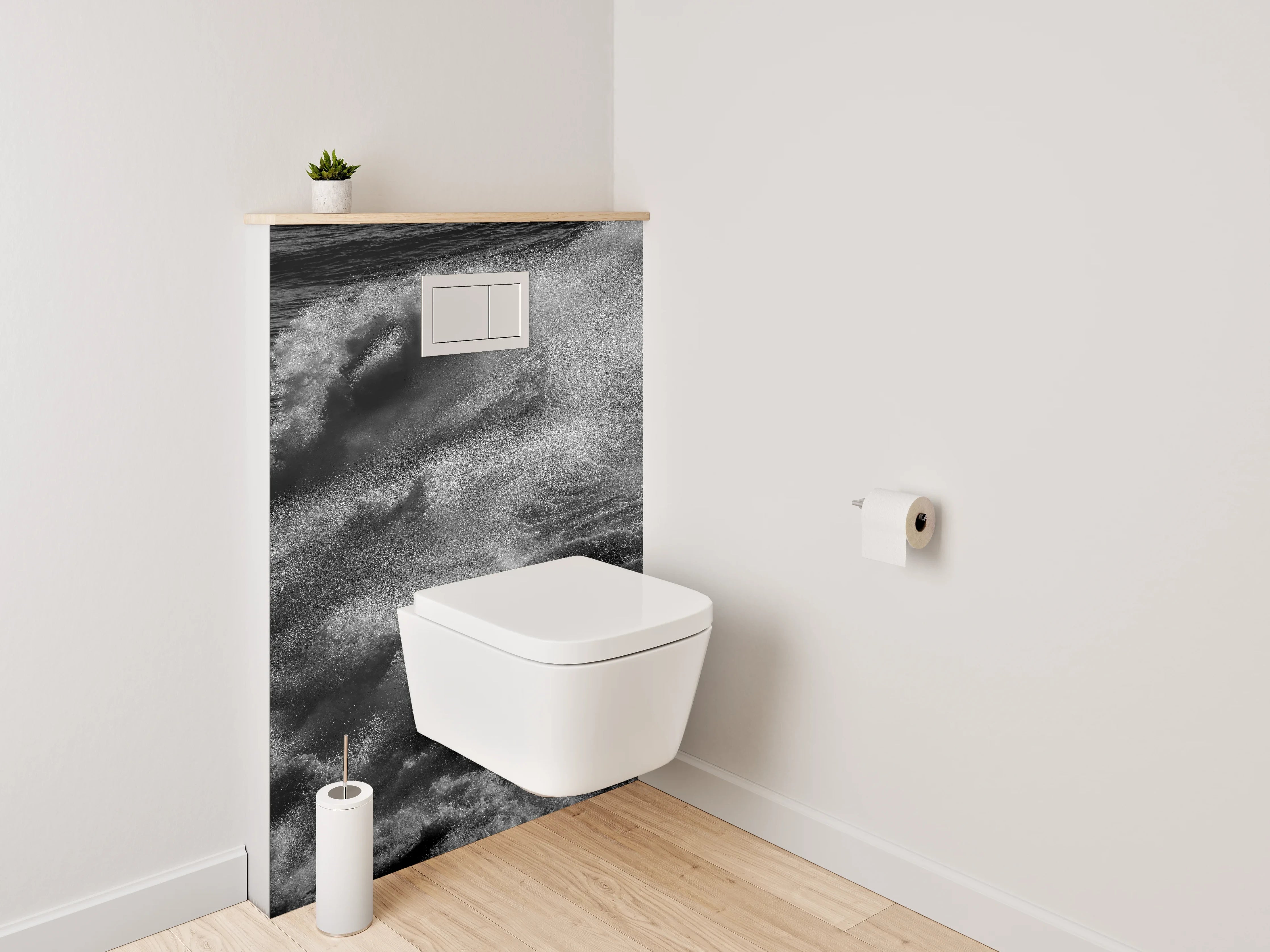 WC-Rückwand - Schwarz-Weiß Wellen Kraft Fotomotiv