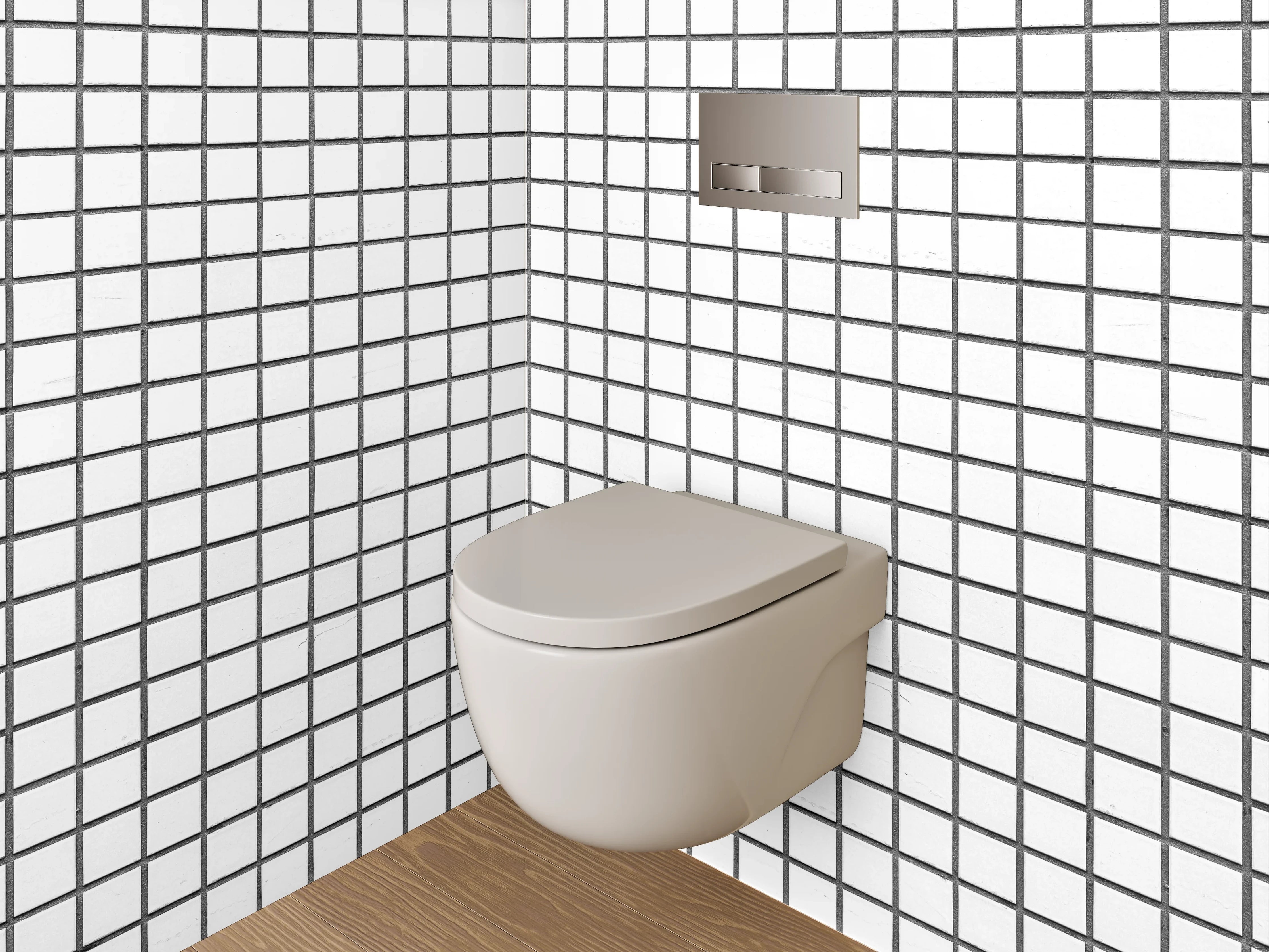 WC-Rückwand - Schwarz-weiß kariertes Muster modern