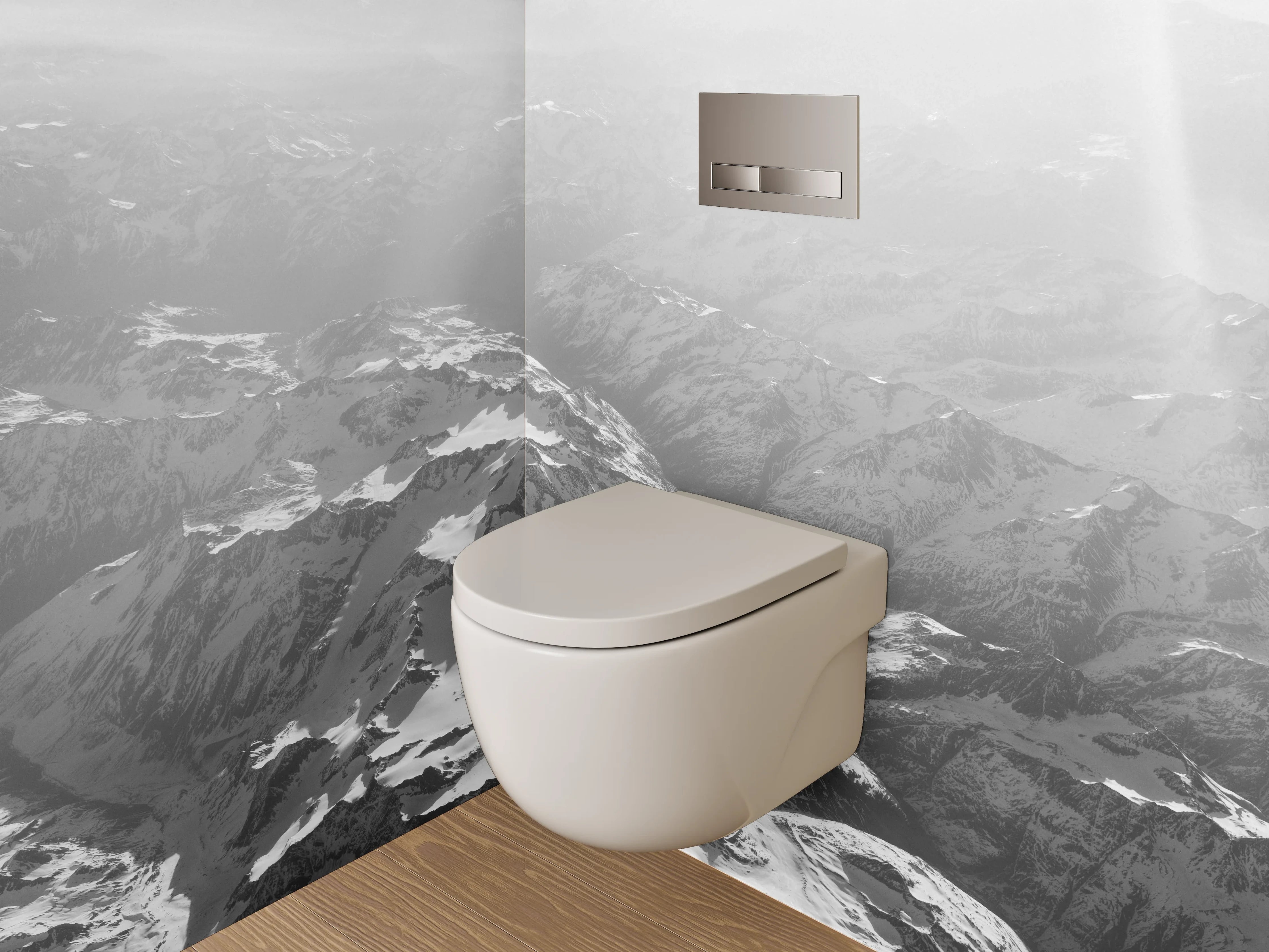 WC-Rückwand - Schwarz-weiße Alpen-Landschaft aus der Luft