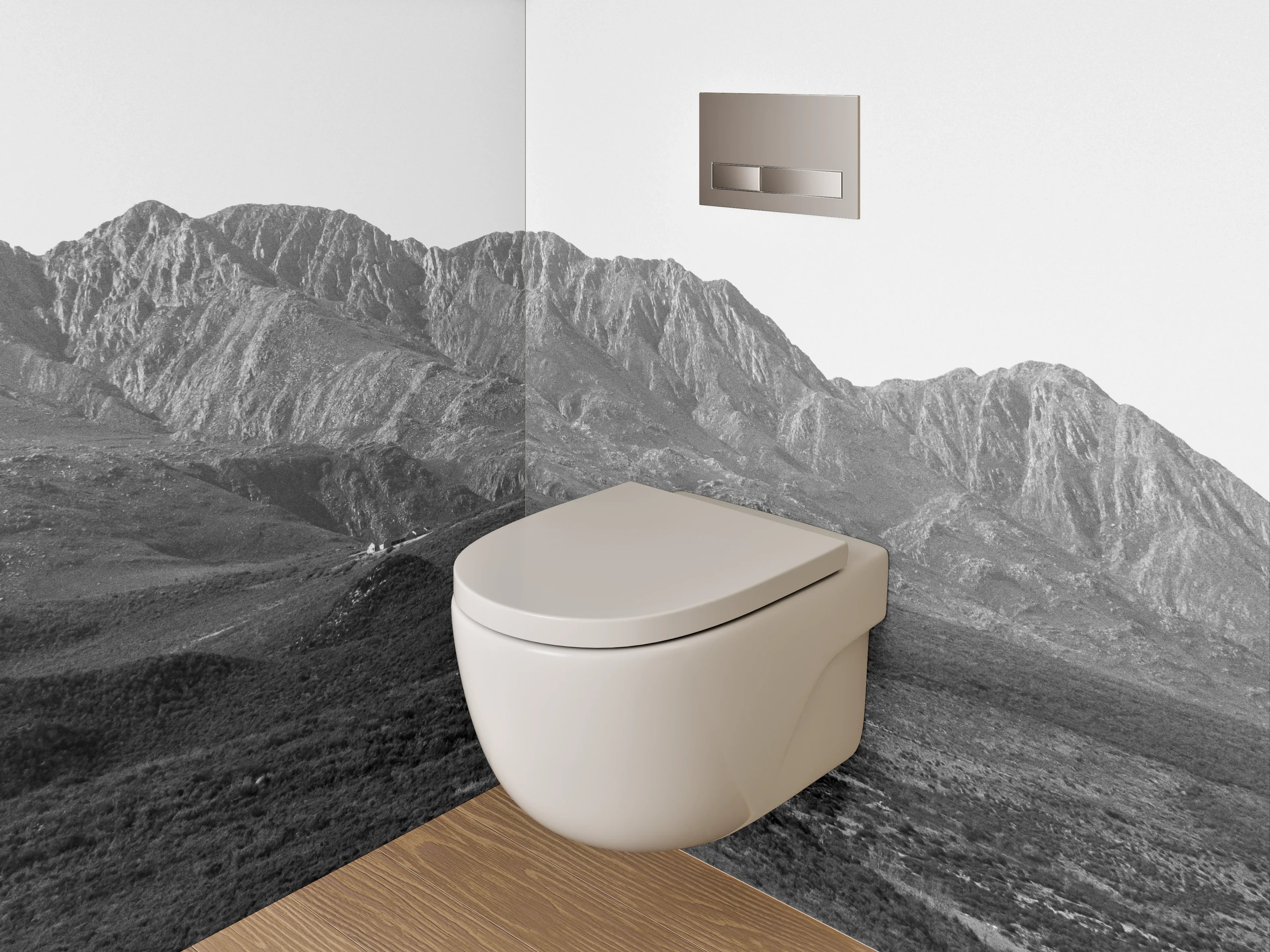 WC-Rückwand - Schwarz-weiße Berglandschaft Panorama