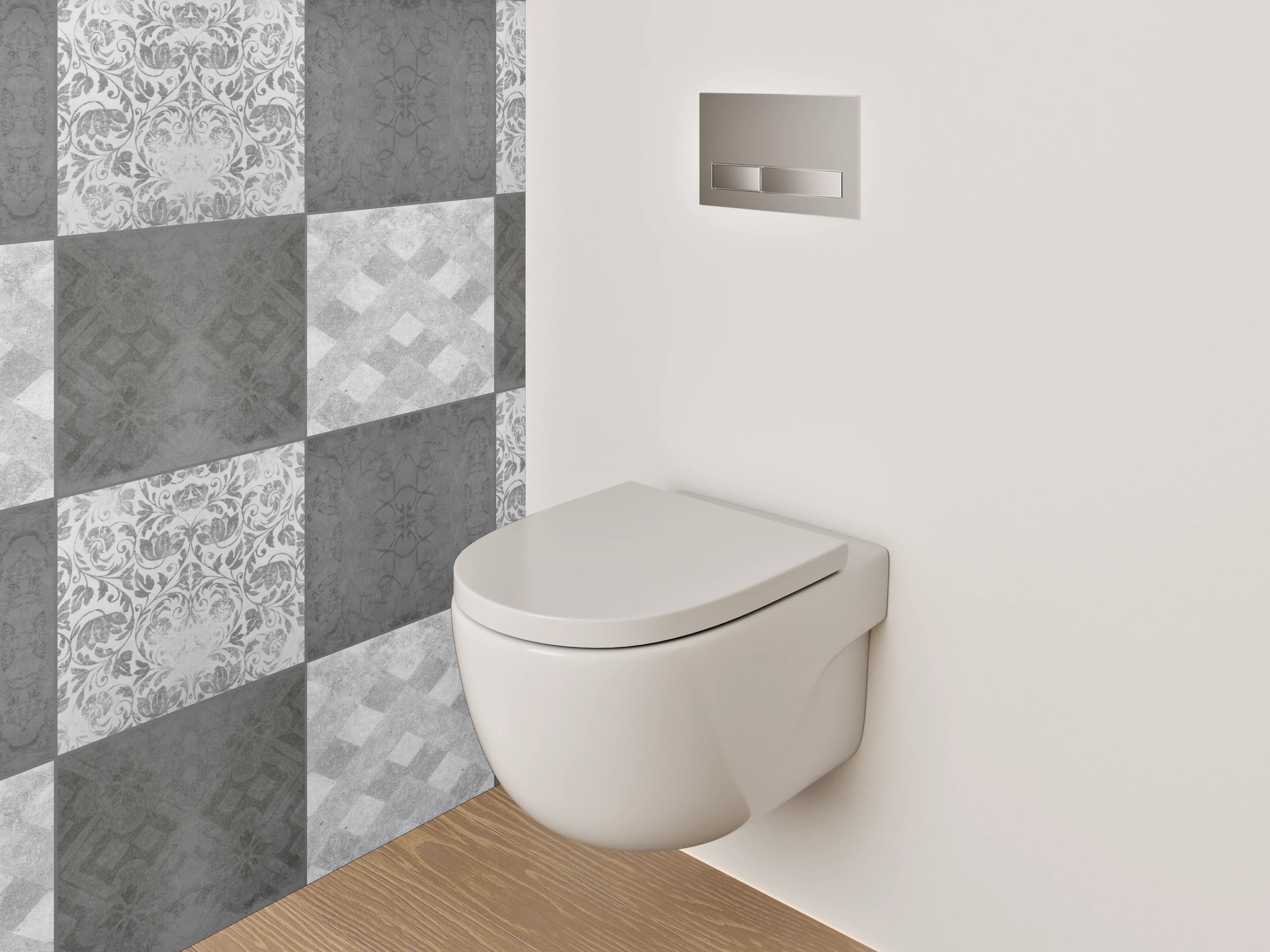 WC-Rückwand - Schwarz-weiße Mosaik-Muster Fliesenoptik