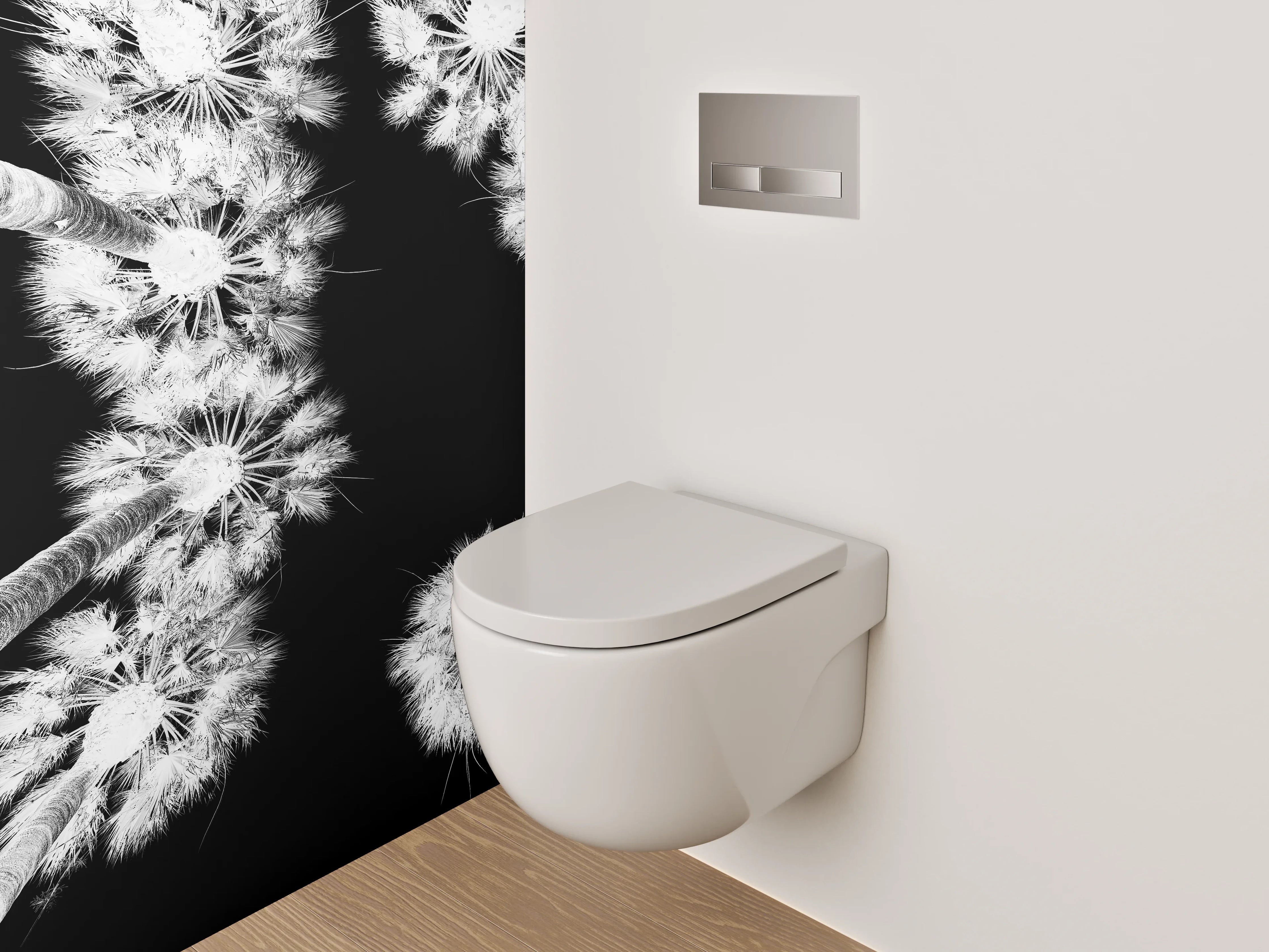 WC-Rückwand - Schwarz-weiße Palmen für Badezimmer