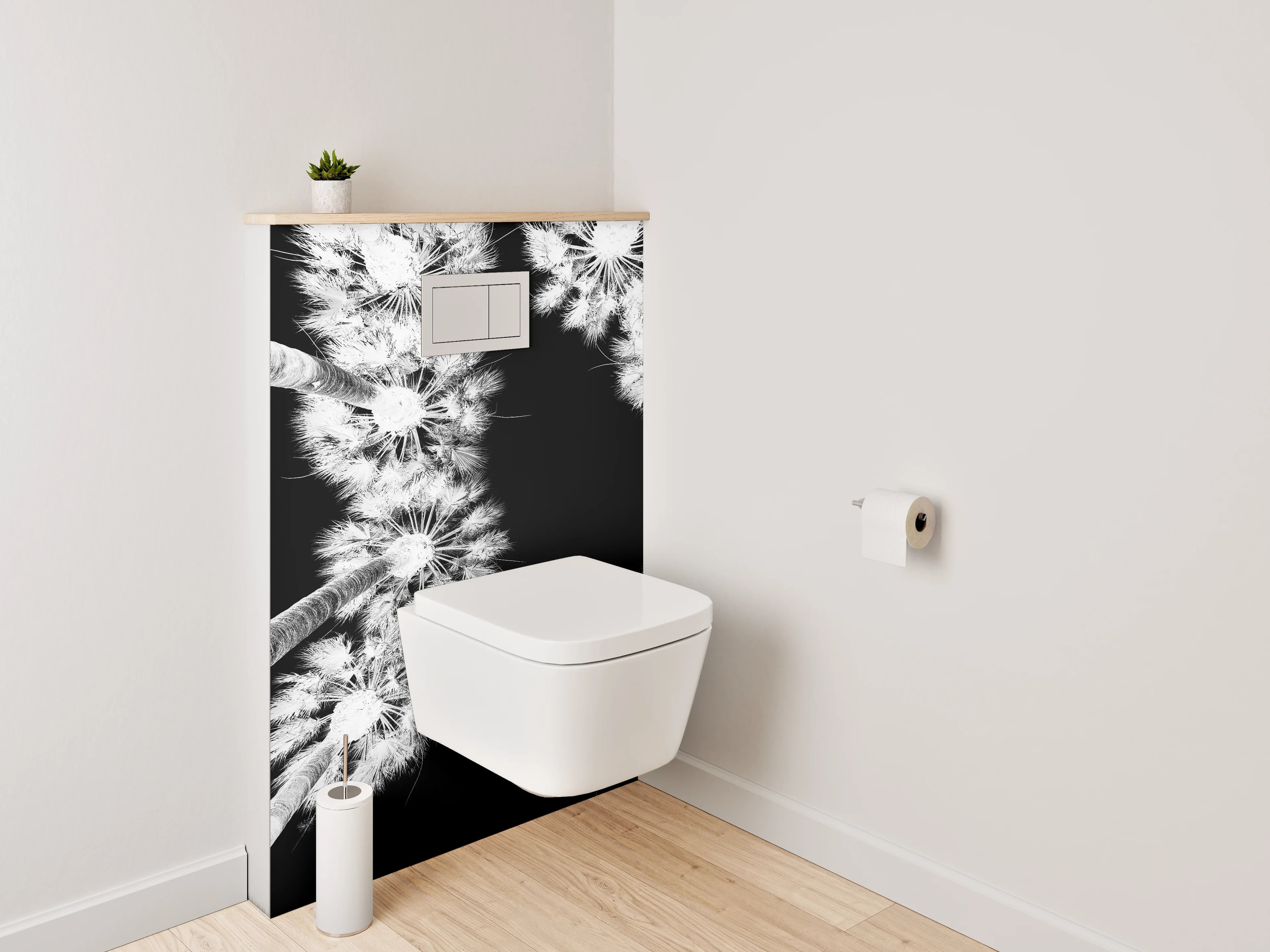 WC-Rückwand - Schwarz-weiße Palmen für Badezimmer