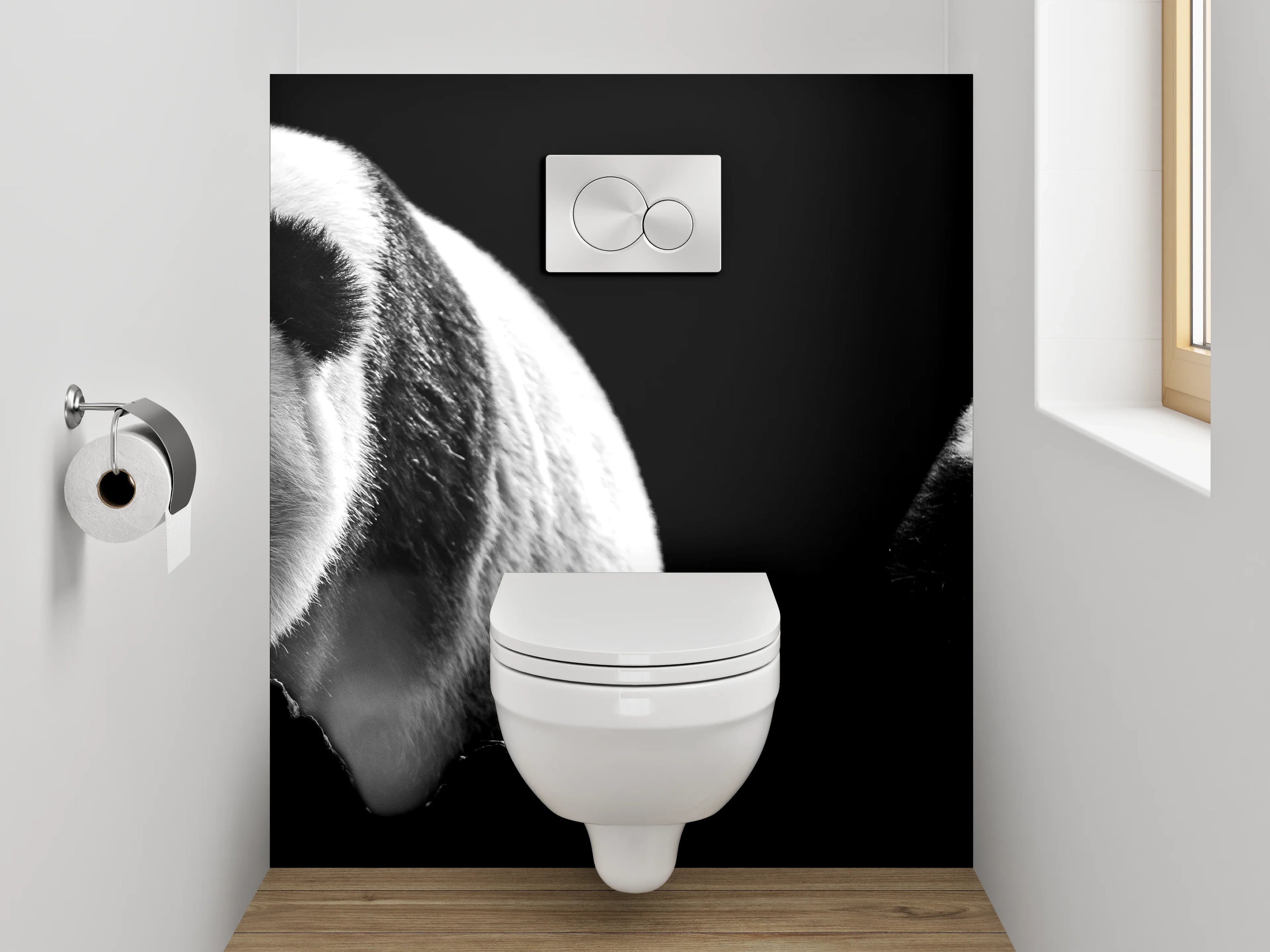 WC-Rückwand - Schwarz-weiße Pandabären Fotografie