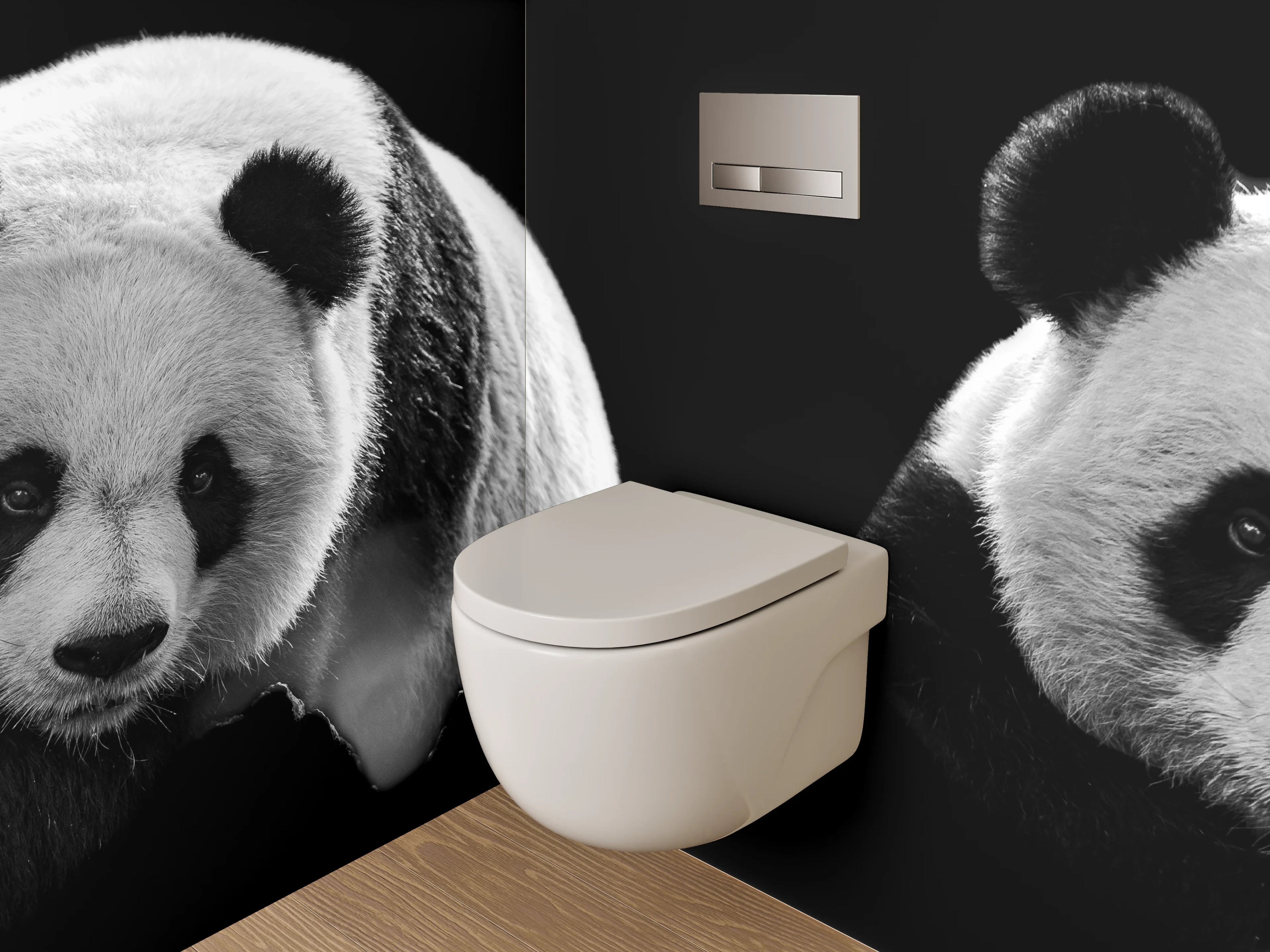 WC-Rückwand - Schwarz-weiße Pandabären Fotografie