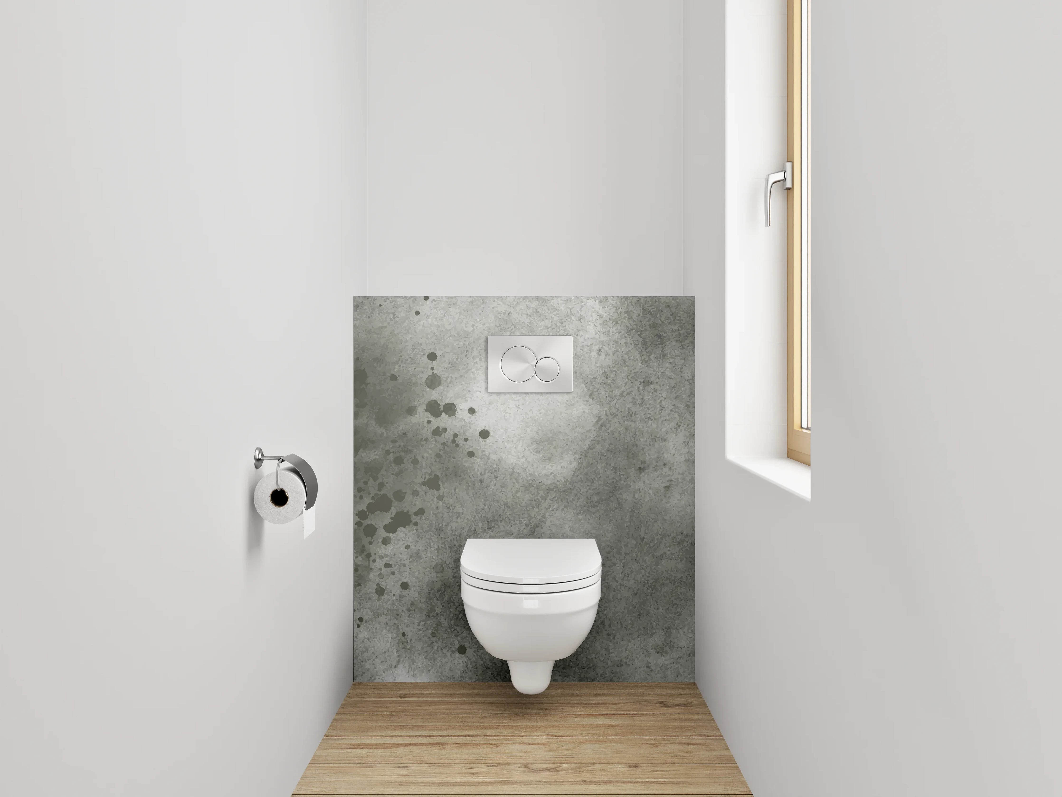 WC-Rückwand - Schwarz-weiße abstrakte Marmoroptik