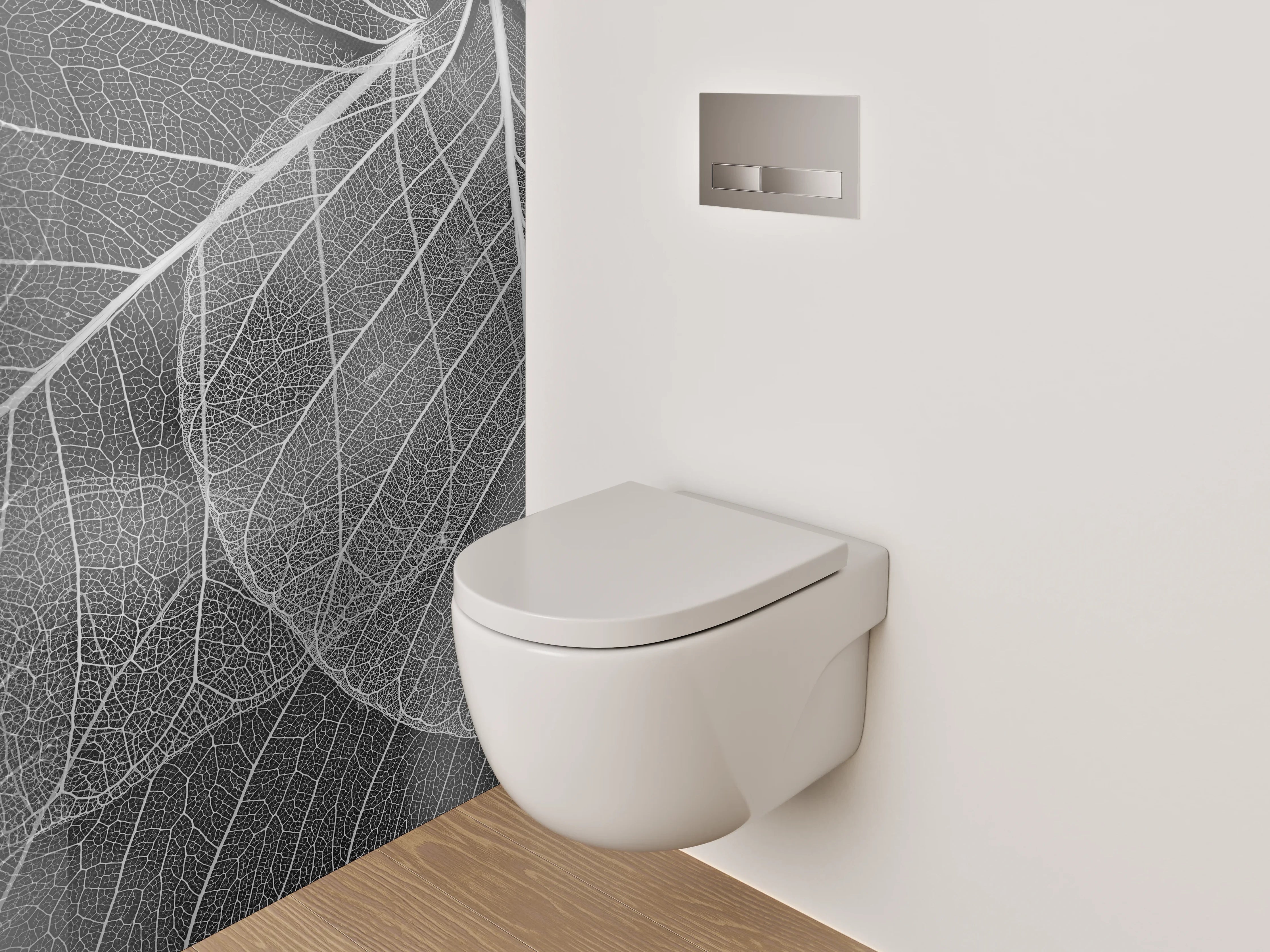 WC-Rückwand - Schwarz-weiße filigrane Blattadern