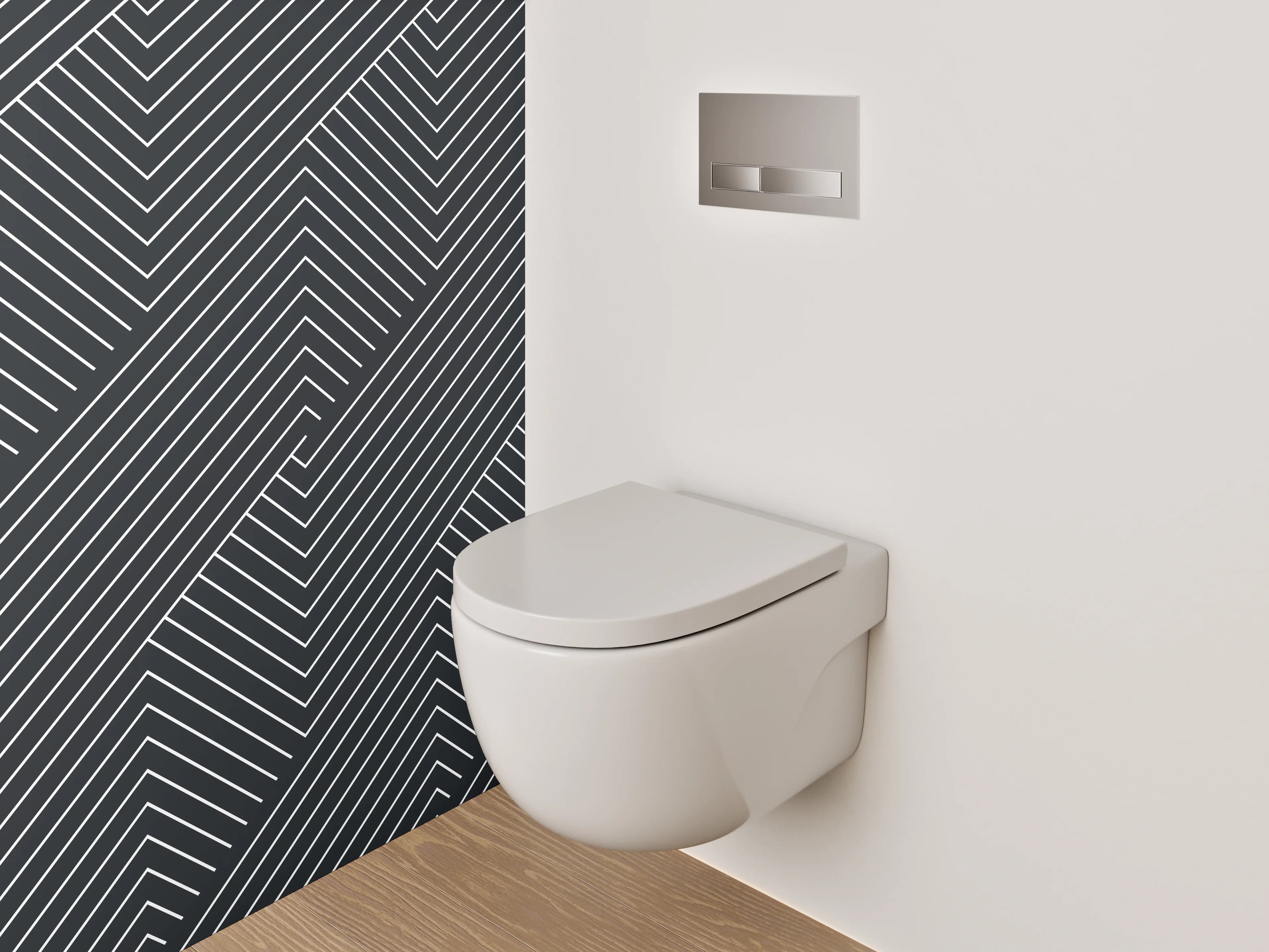 WC-Rückwand - Schwarz-weißes Linienmuster modern