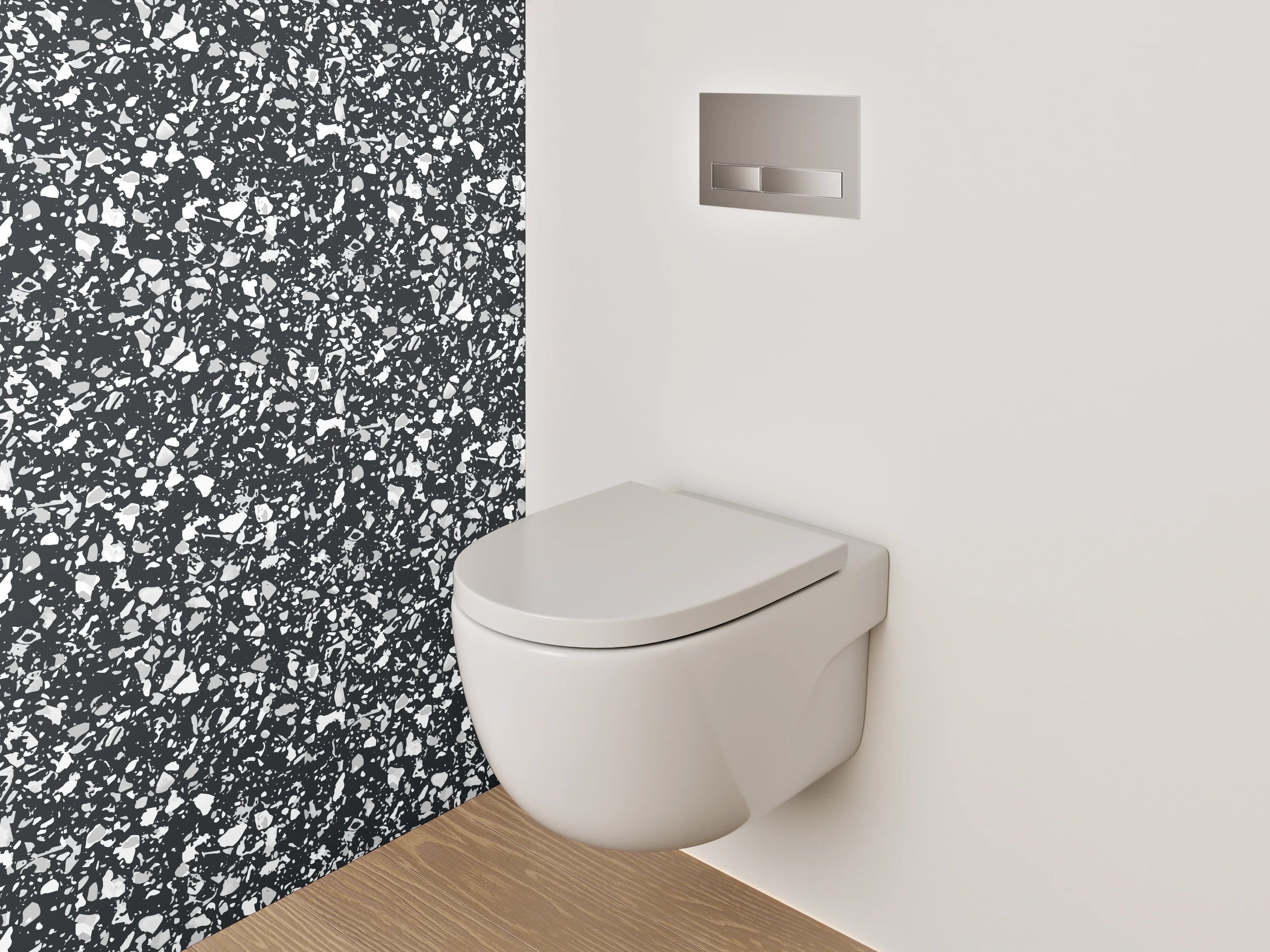 WC-Rückwand - Schwarz-weißes Mosaikmuster