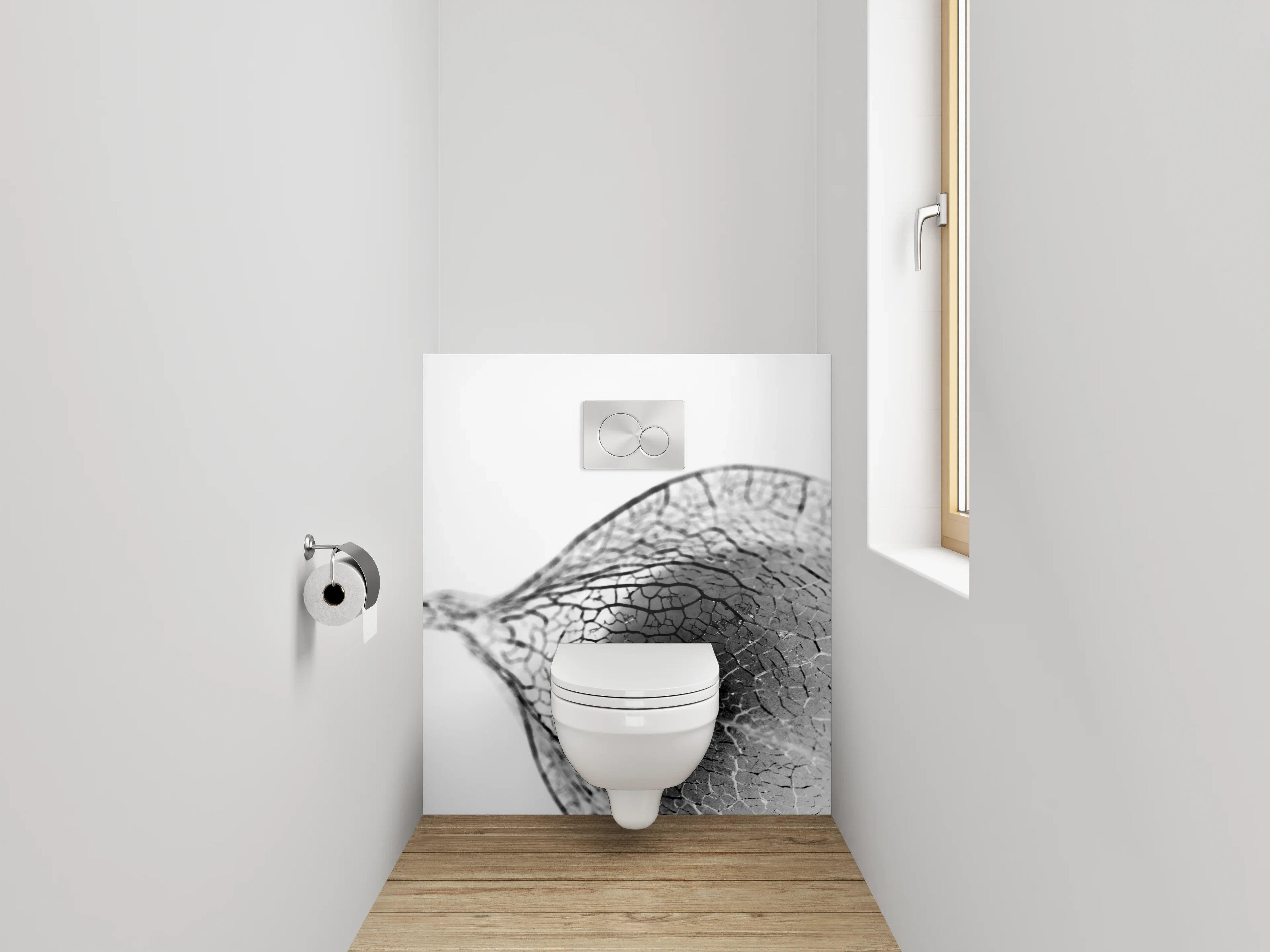 WC-Rückwand - Schwarz-weißes Physalis-Makro