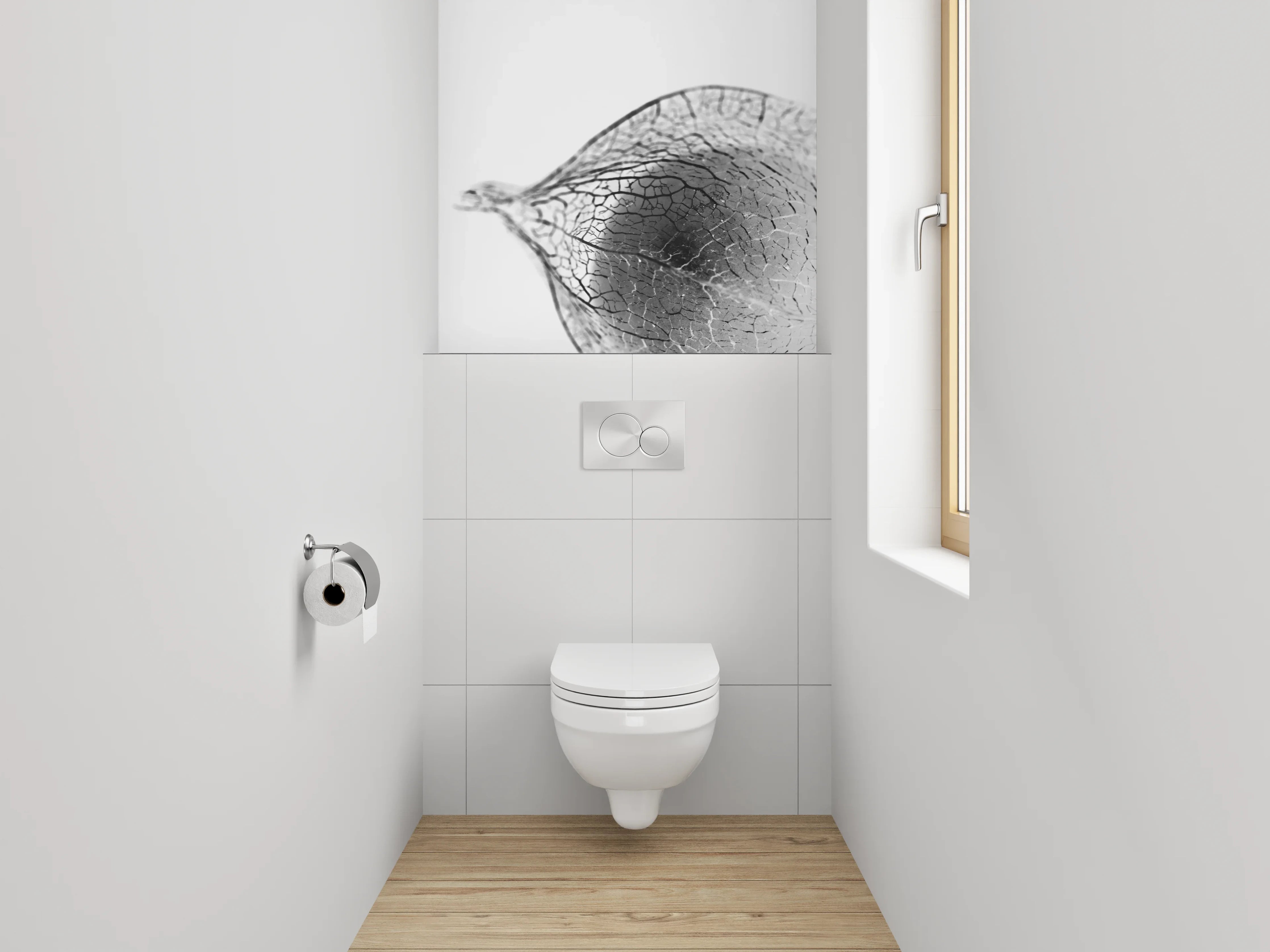 WC-Rückwand - Schwarz-weißes Physalis-Makro