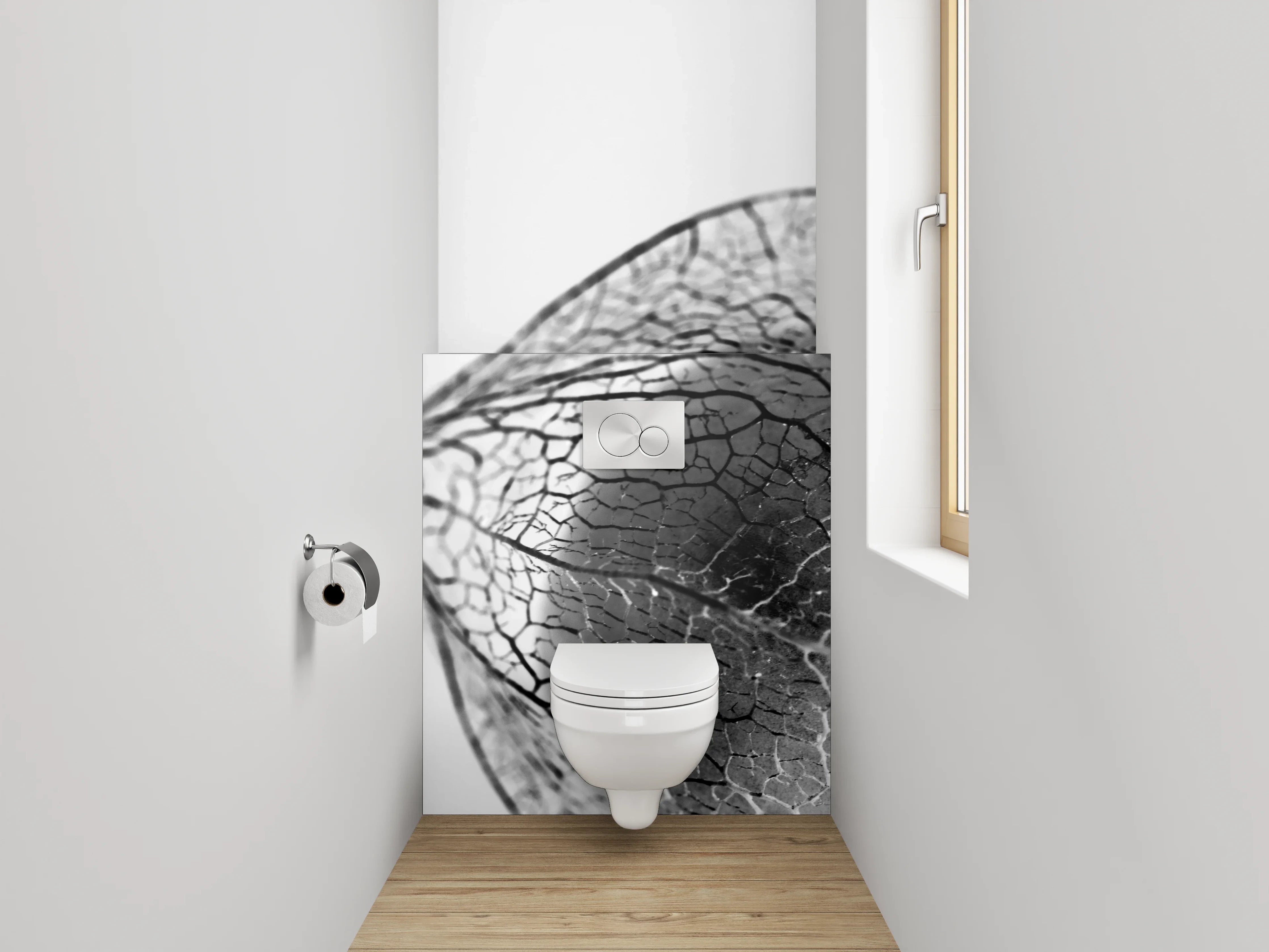 WC-Rückwand - Schwarz-weißes Physalis-Makro