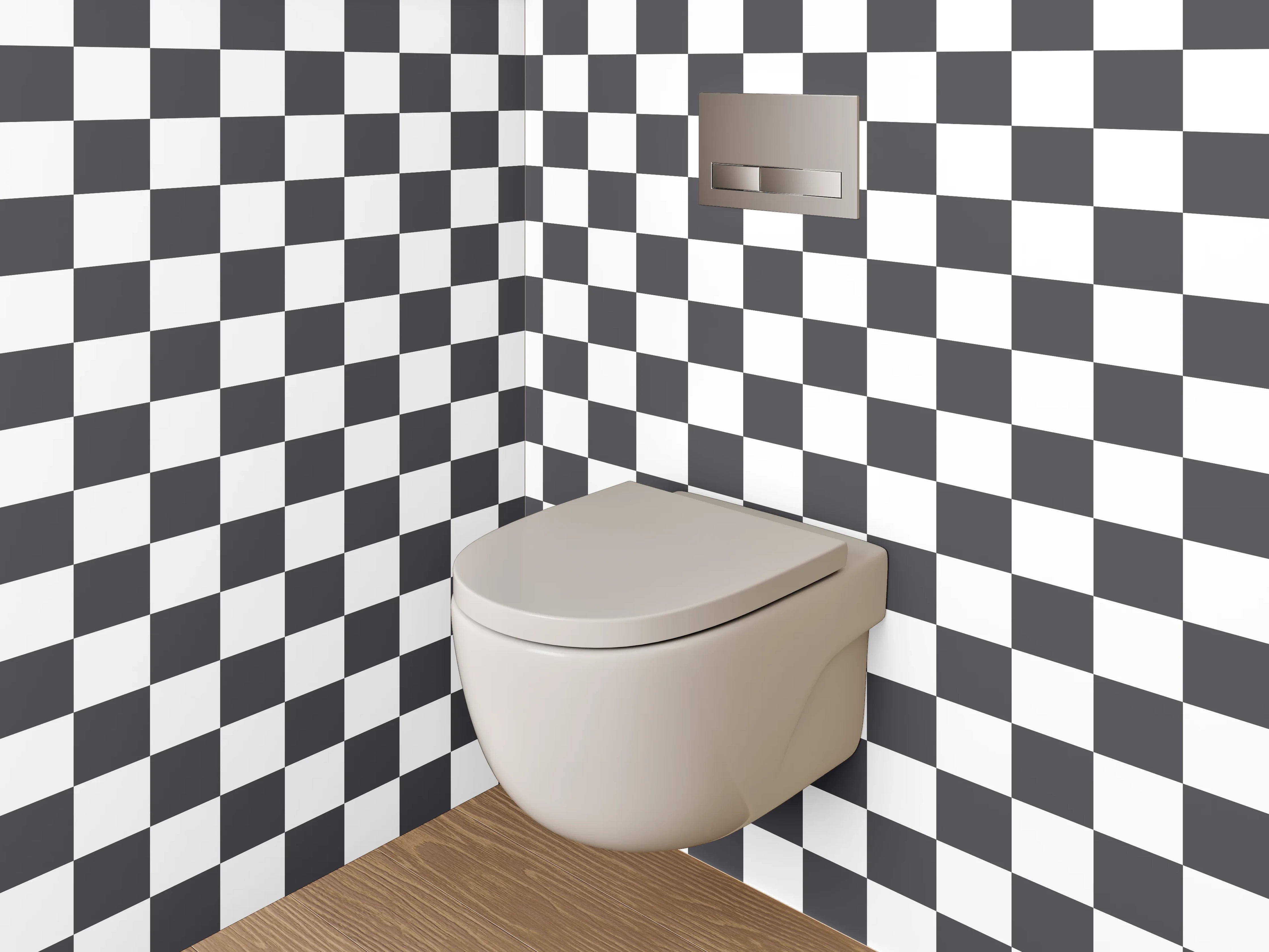 WC-Rückwand - Schwarz-weißes Schachbrett Muster