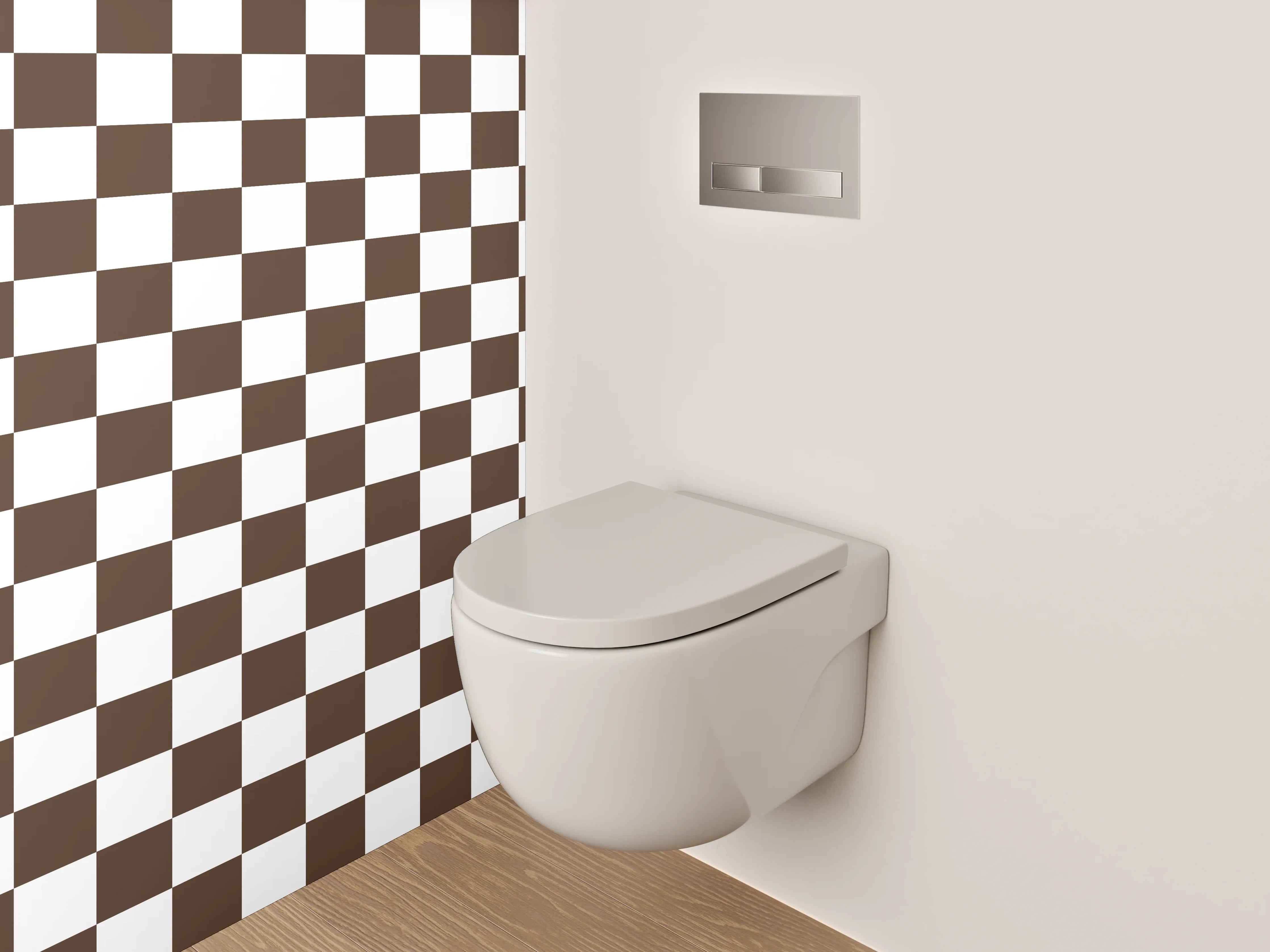 WC-Rückwand - Schwarz-weißes Schachbrett-Muster modern