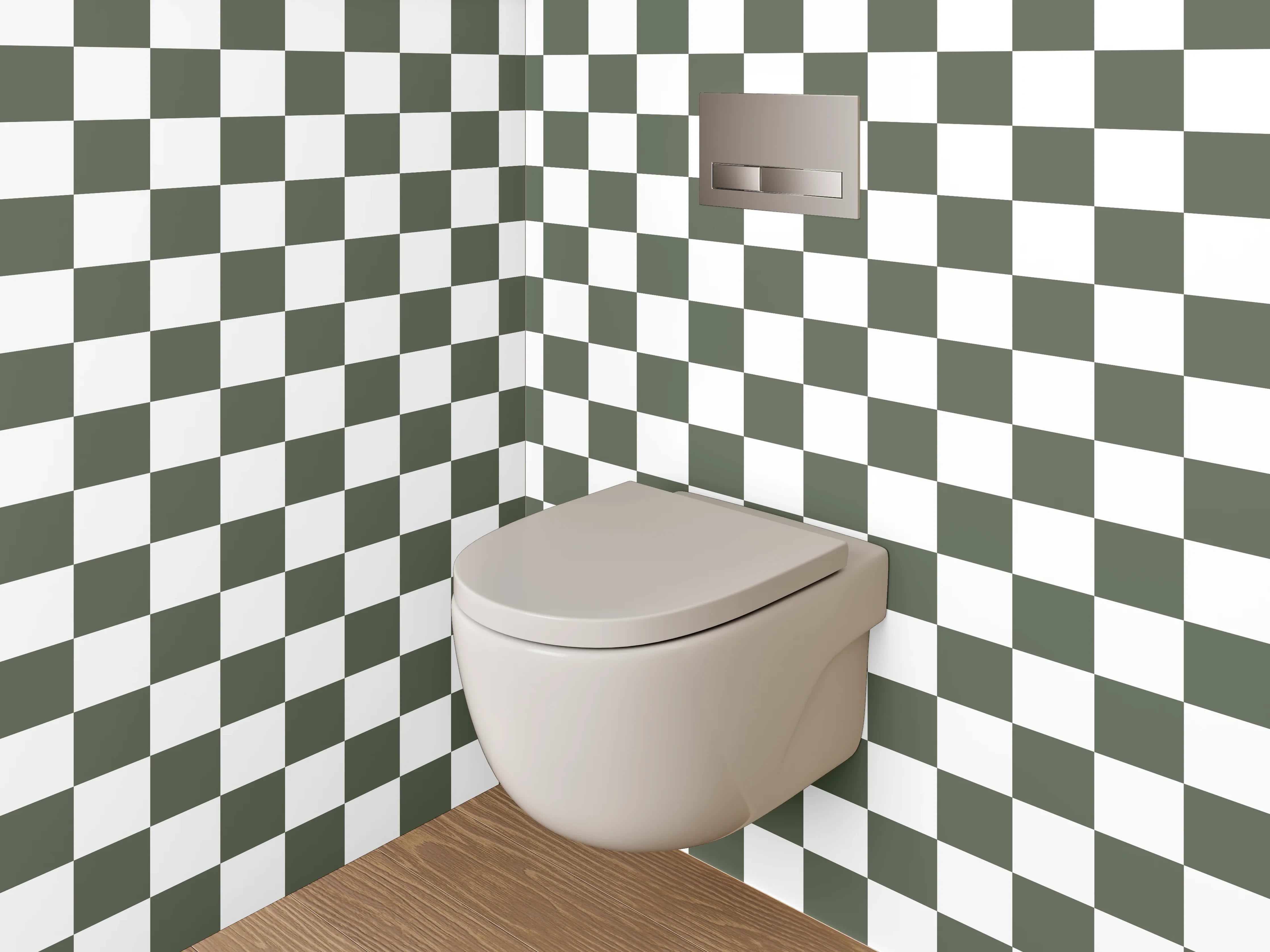 WC-Rückwand - Schwarz-weißes Schachbrettmuster modern
