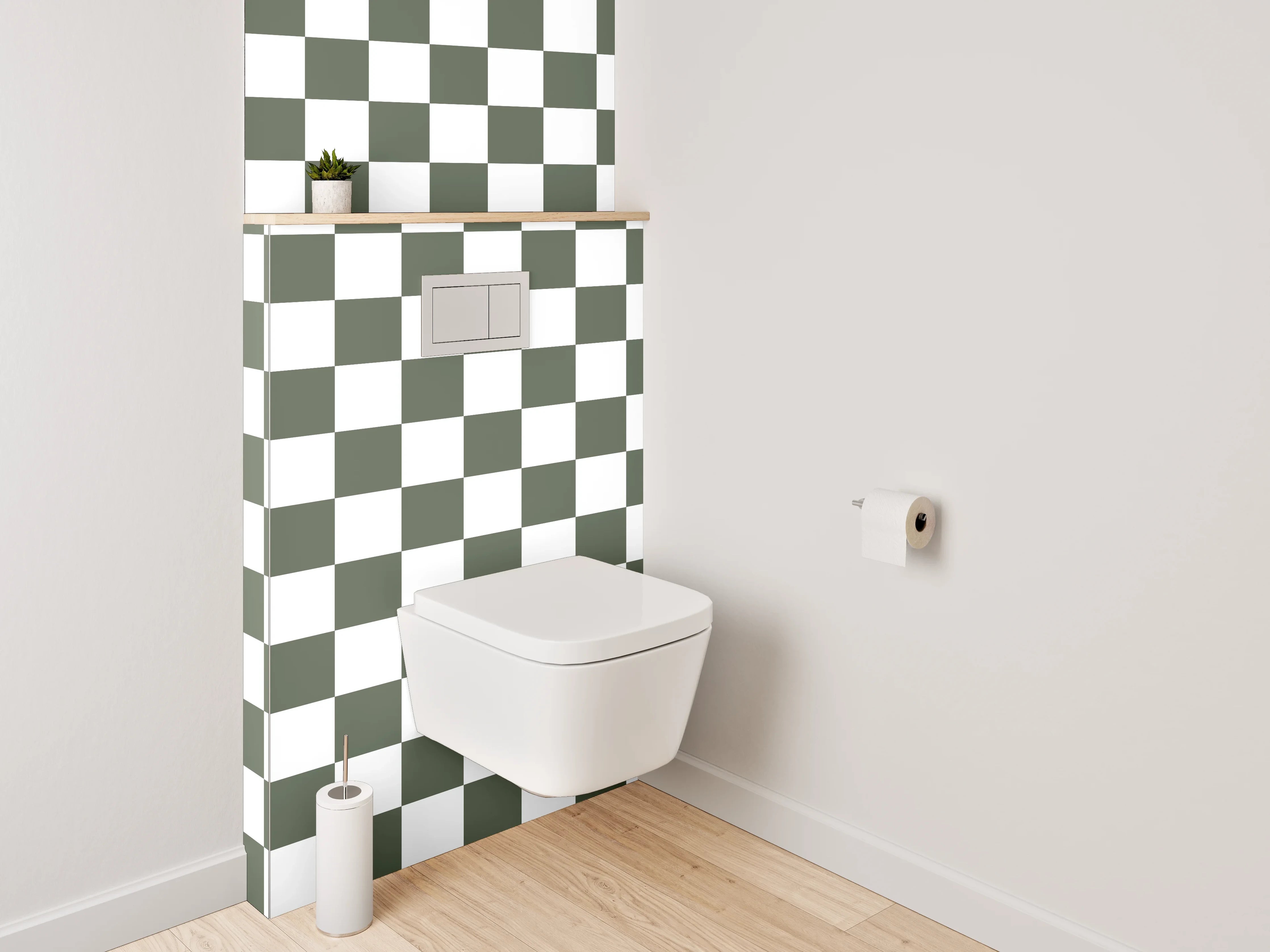 WC-Rückwand - Schwarz-weißes Schachbrettmuster modern