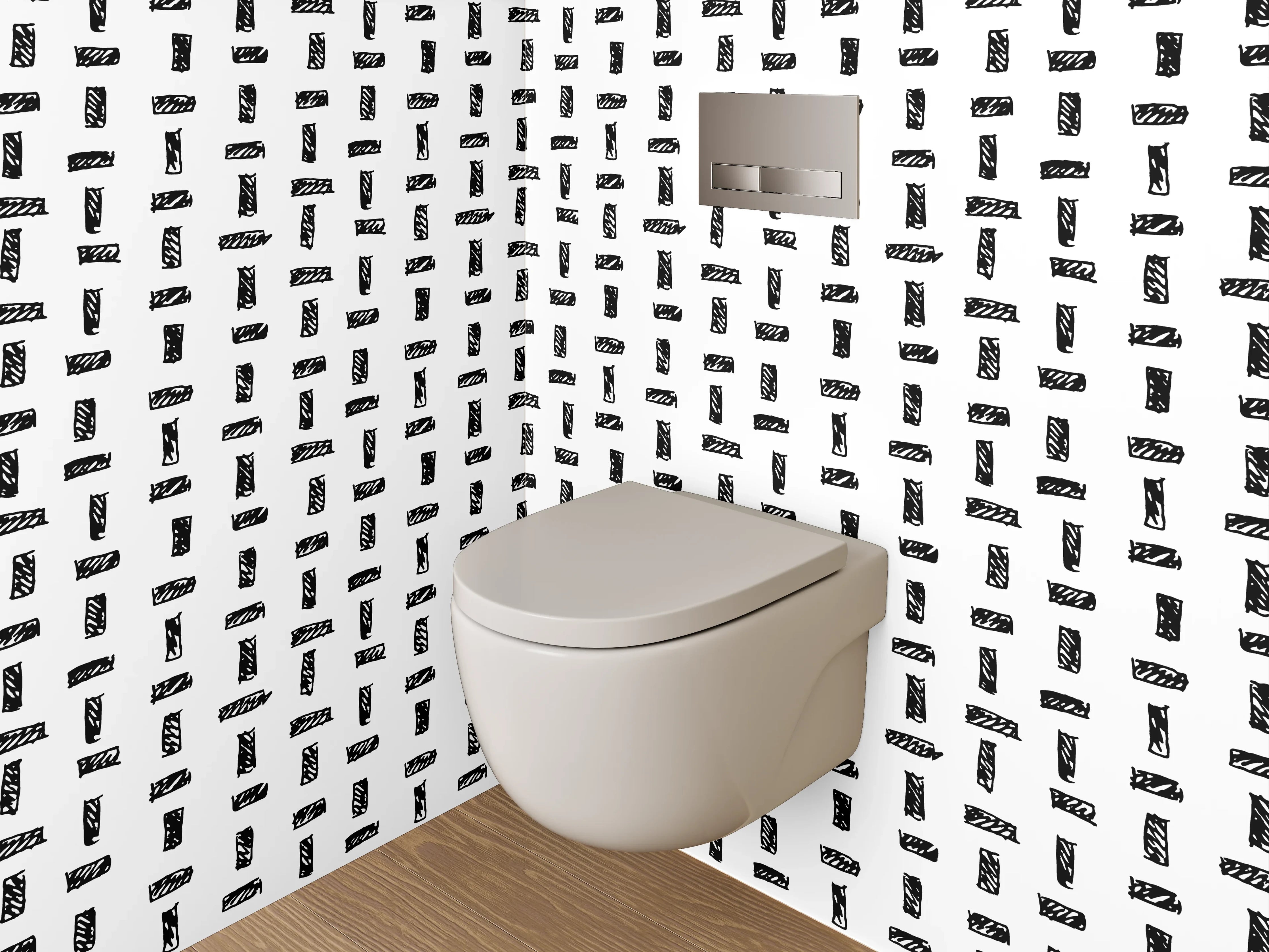 WC-Rückwand - Schwarz-weißes geometrisches Muster