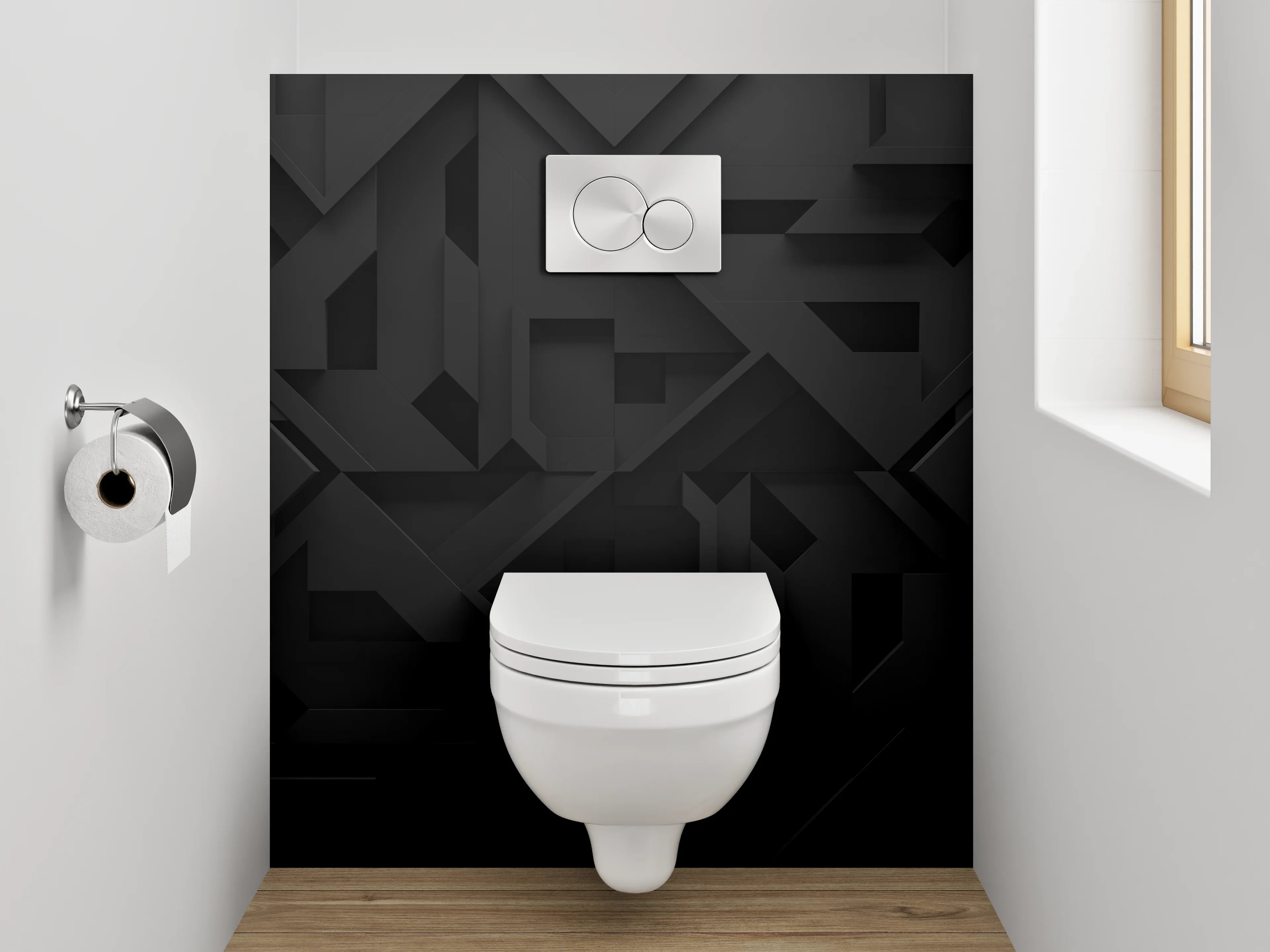 WC-Rückwand - Schwarze 3D-Design-Struktur