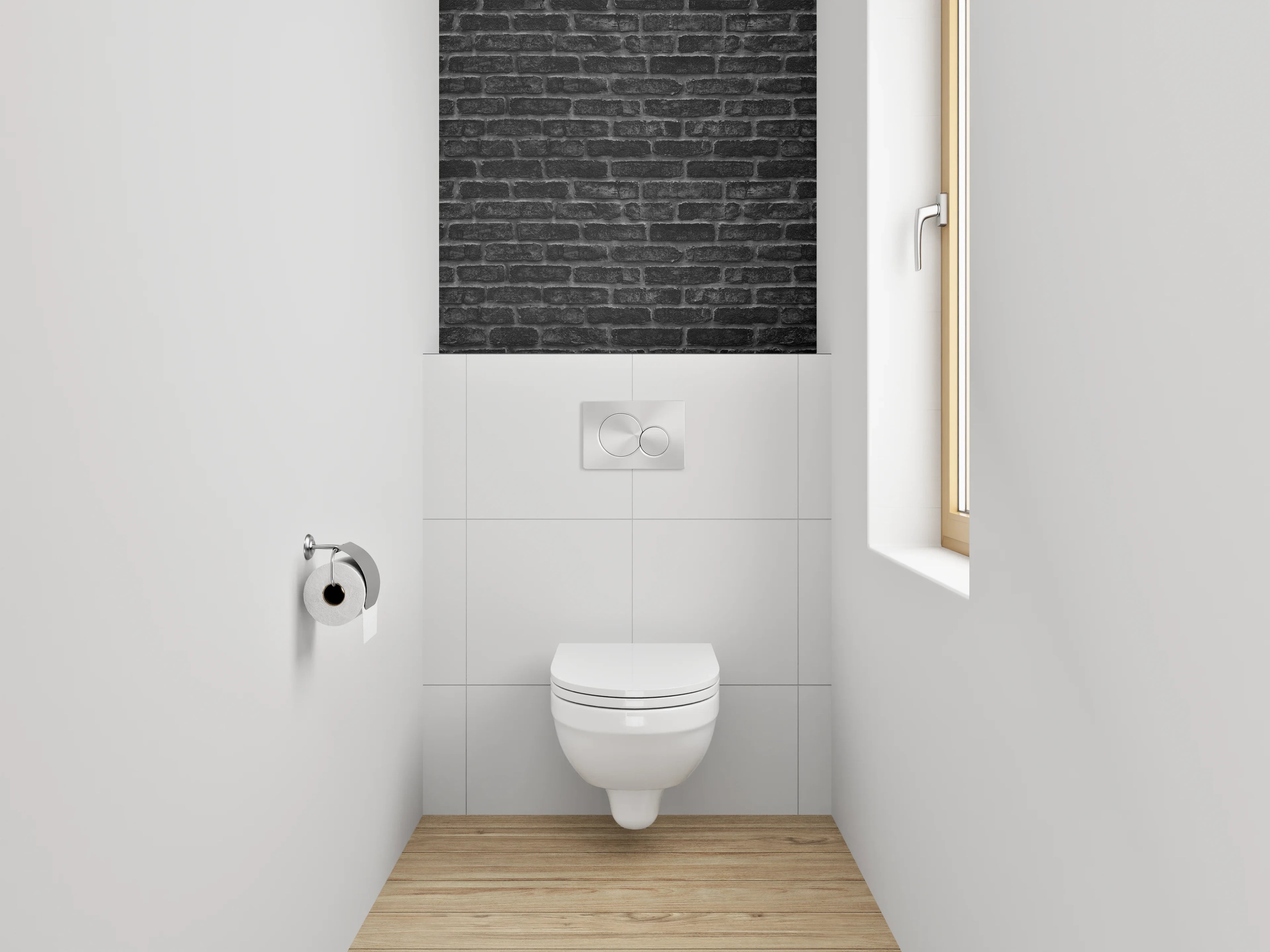 WC-Rückwand - Schwarze Backsteinmauer – Industrial Style