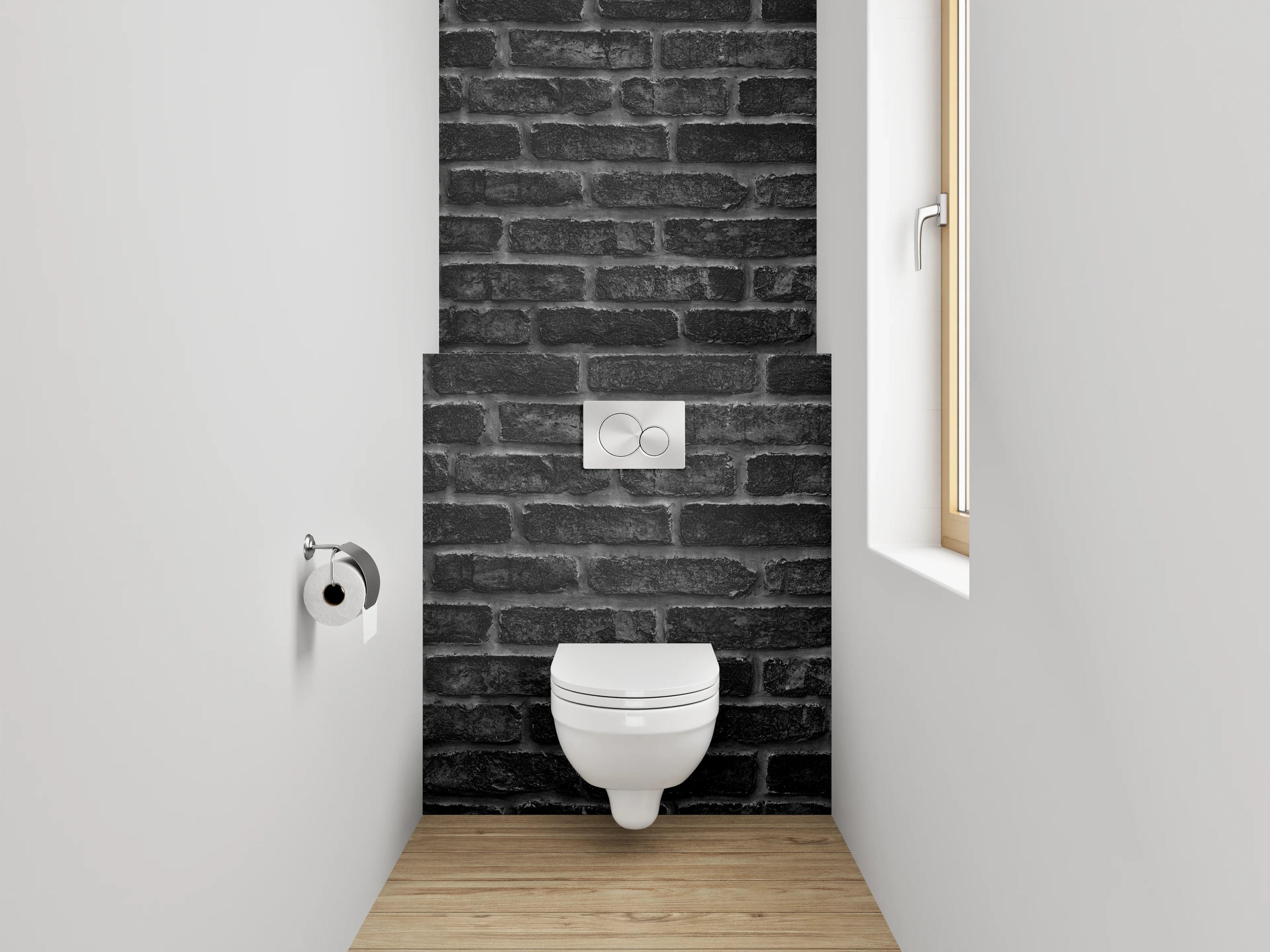 WC-Rückwand - Schwarze Backsteinmauer – Industrial Style