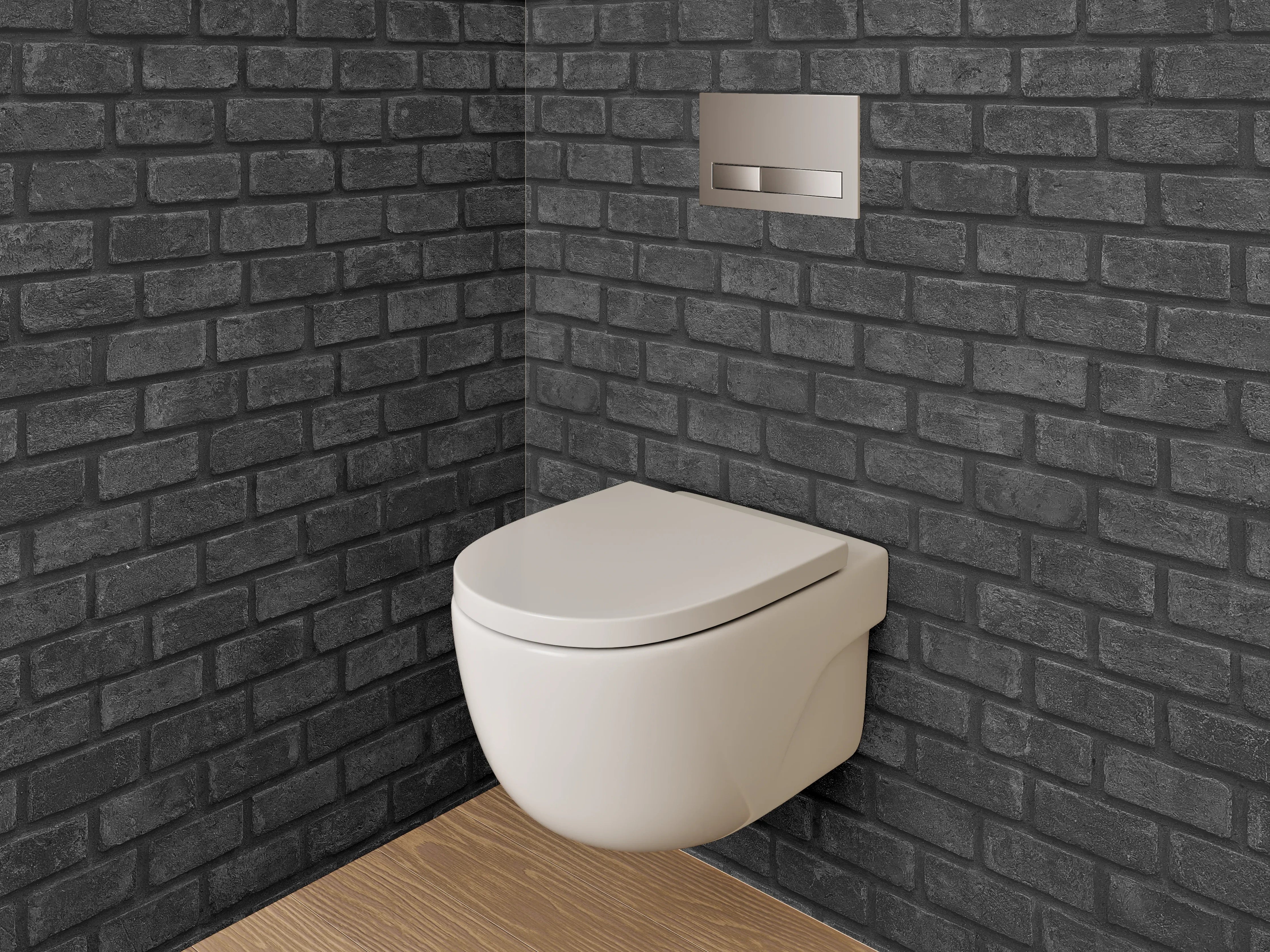 WC-Rückwand - Schwarze Backsteinwand Industrial Look