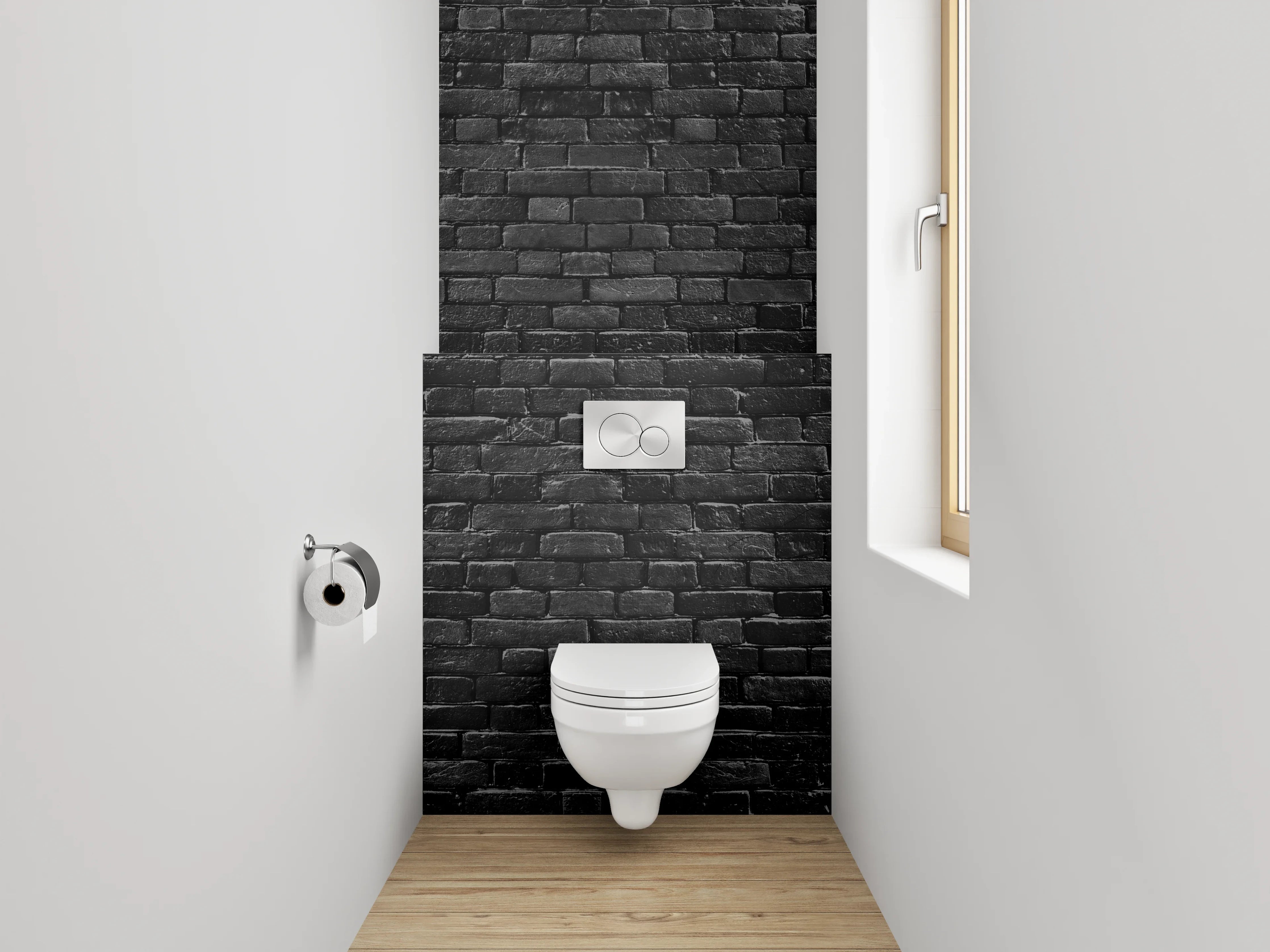 WC-Rückwand - Schwarze Backsteinwand Textur