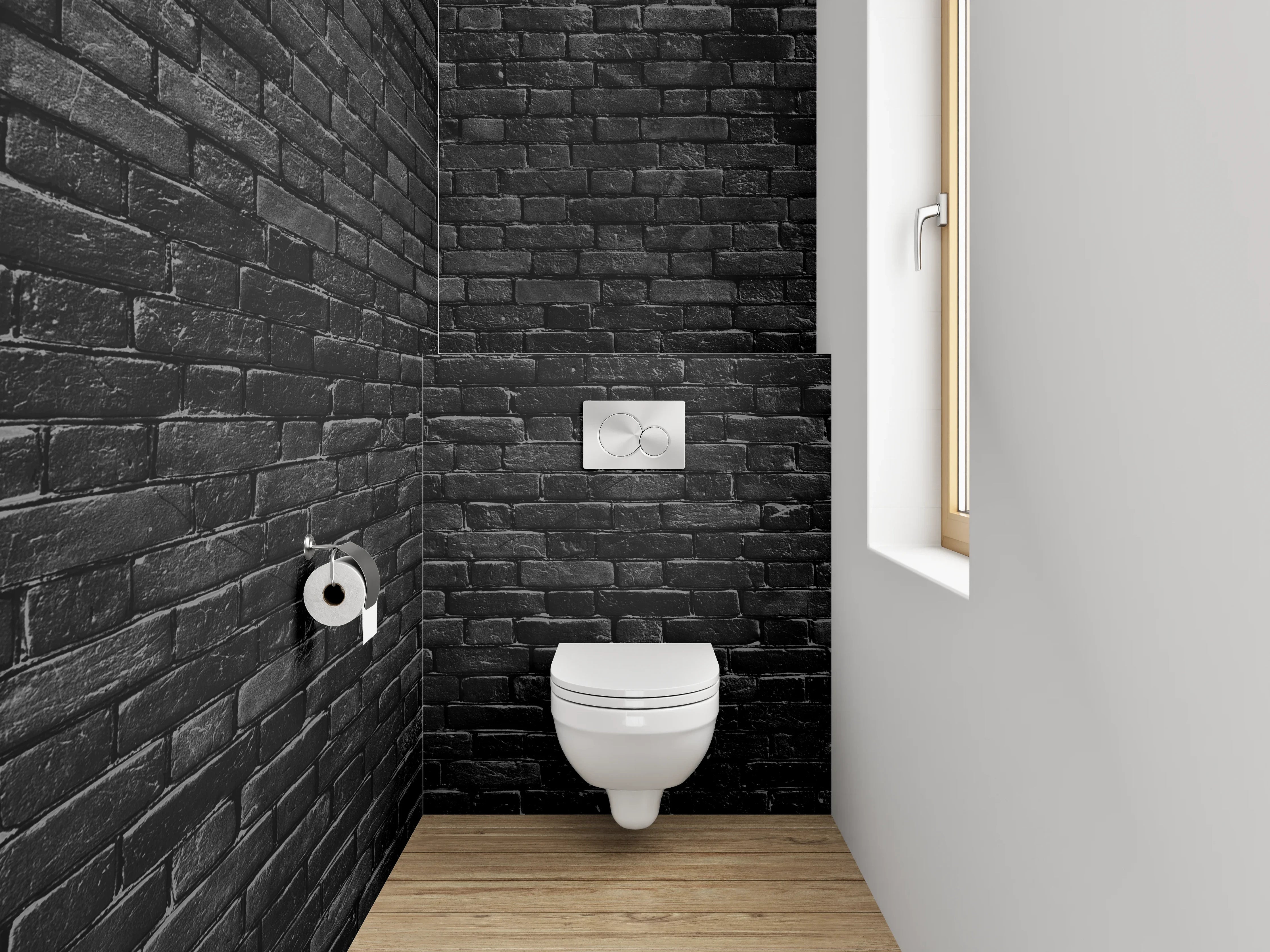 WC-Rückwand - Schwarze Backsteinwand Textur