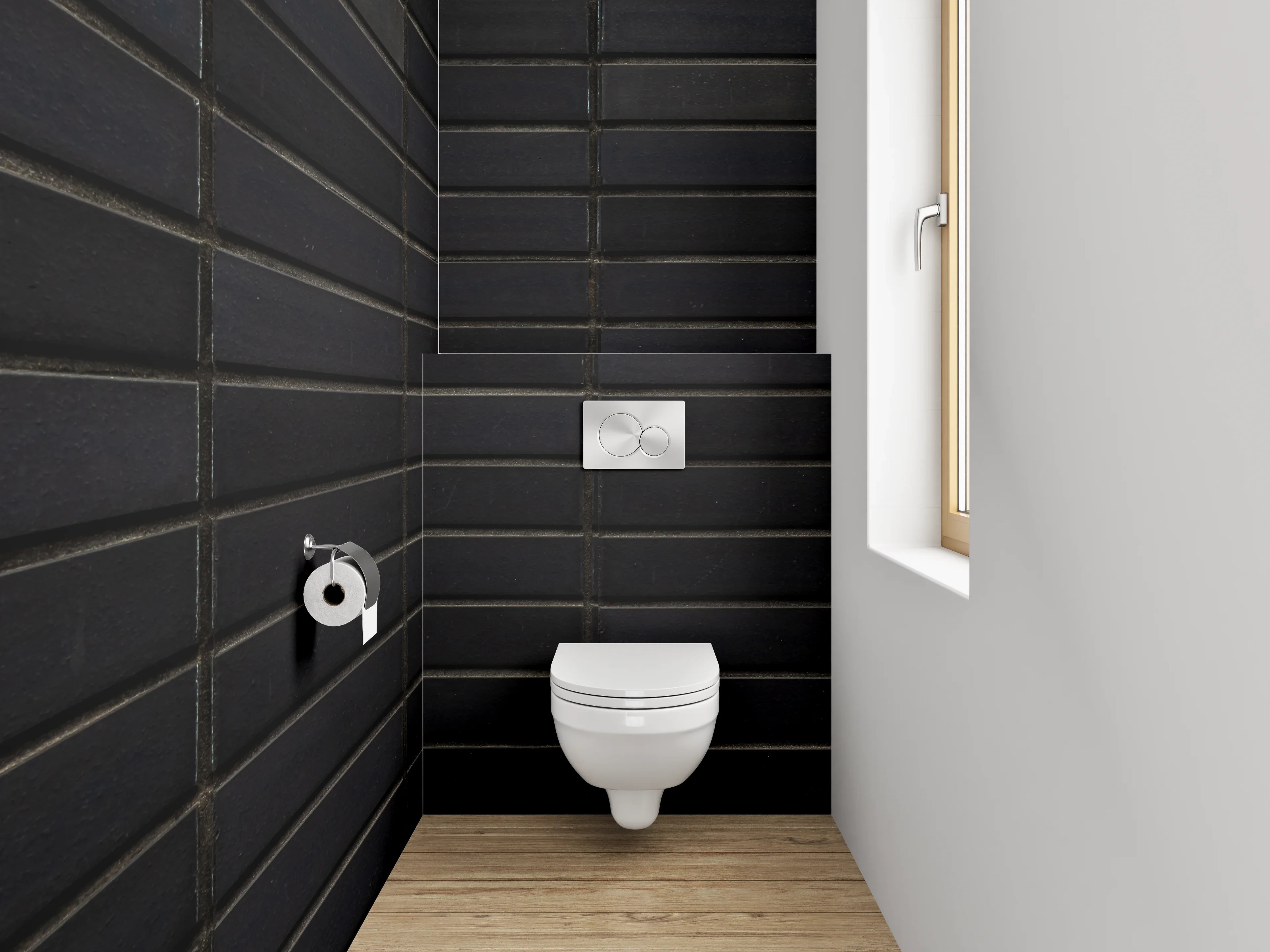 WC-Rückwand - Schwarze Fliesenmosaik Wanddekor