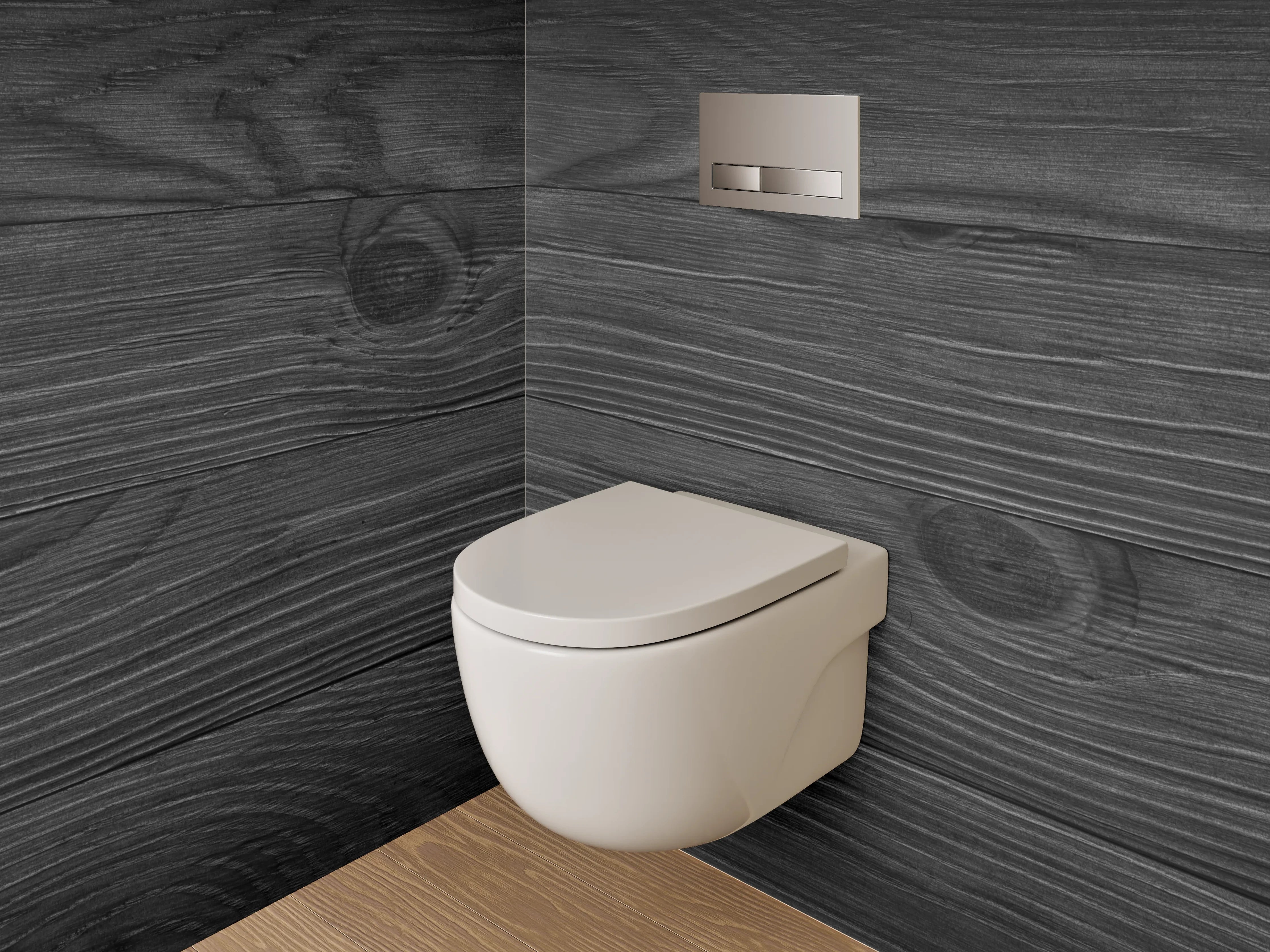 WC-Rückwand - Schwarze Holzoberfläche mit washiler Textur