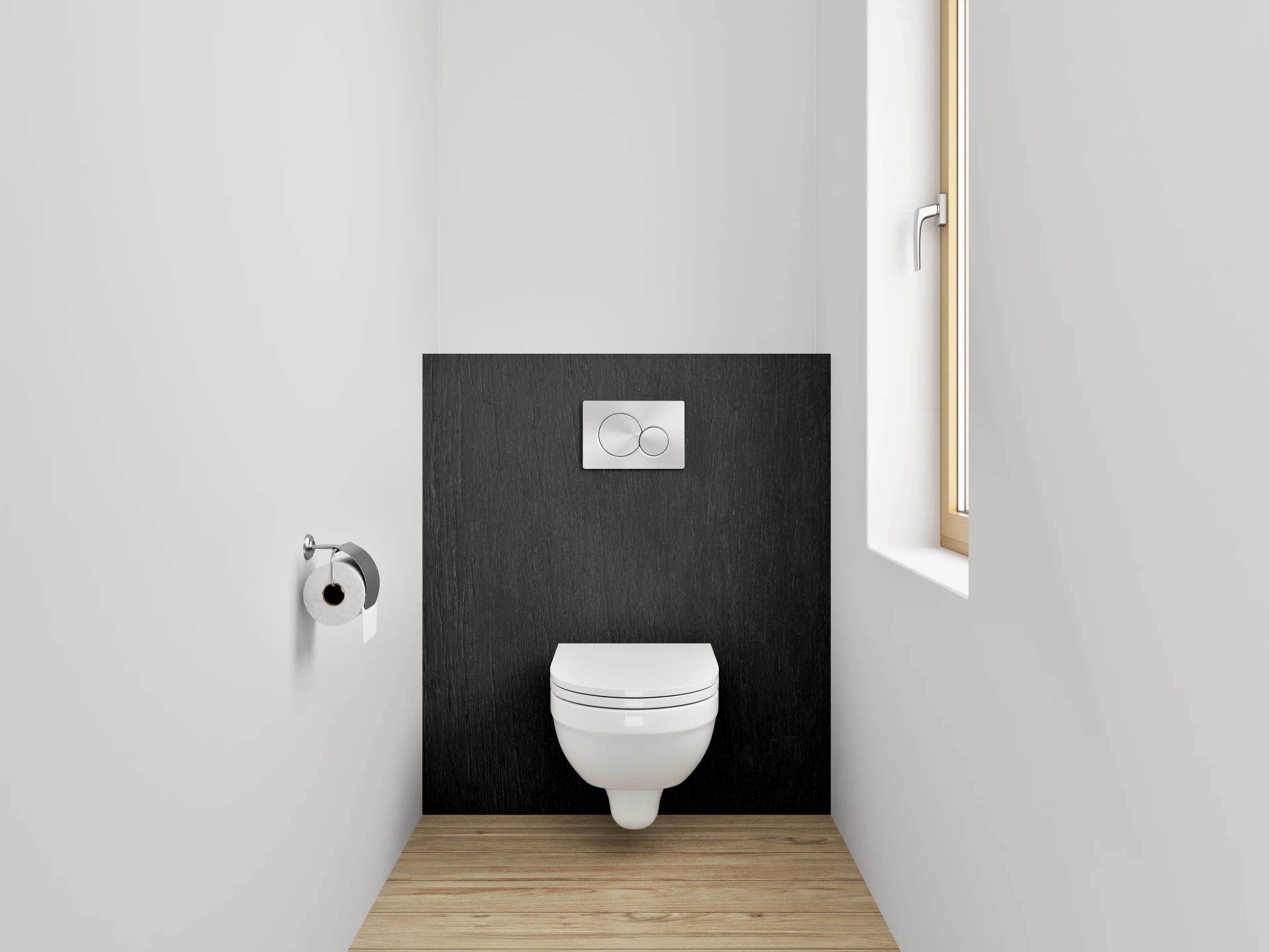 WC-Rückwand - Schwarze Holzoptik Wanddekor