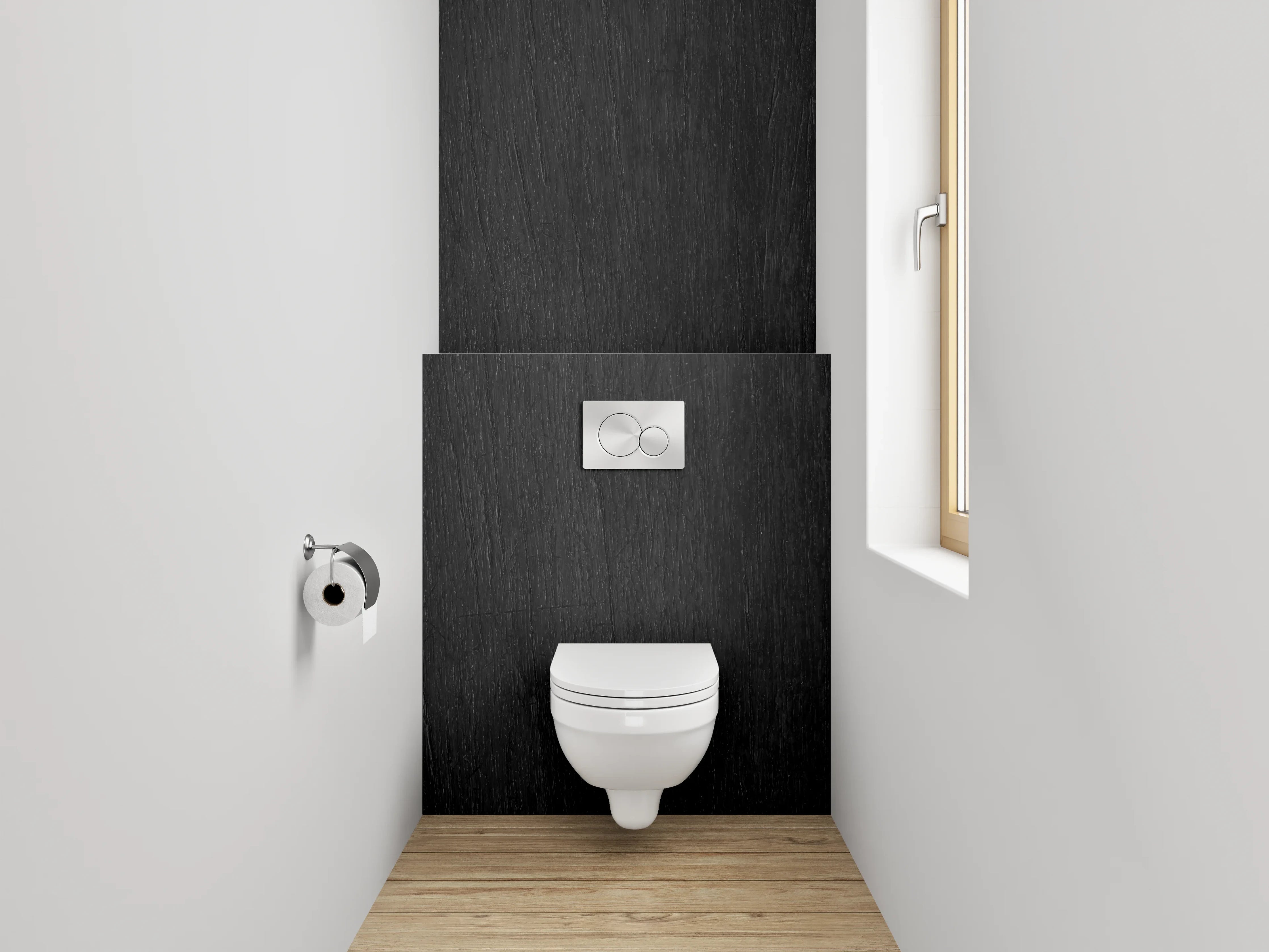 WC-Rückwand - Schwarze Holzoptik Wanddekor