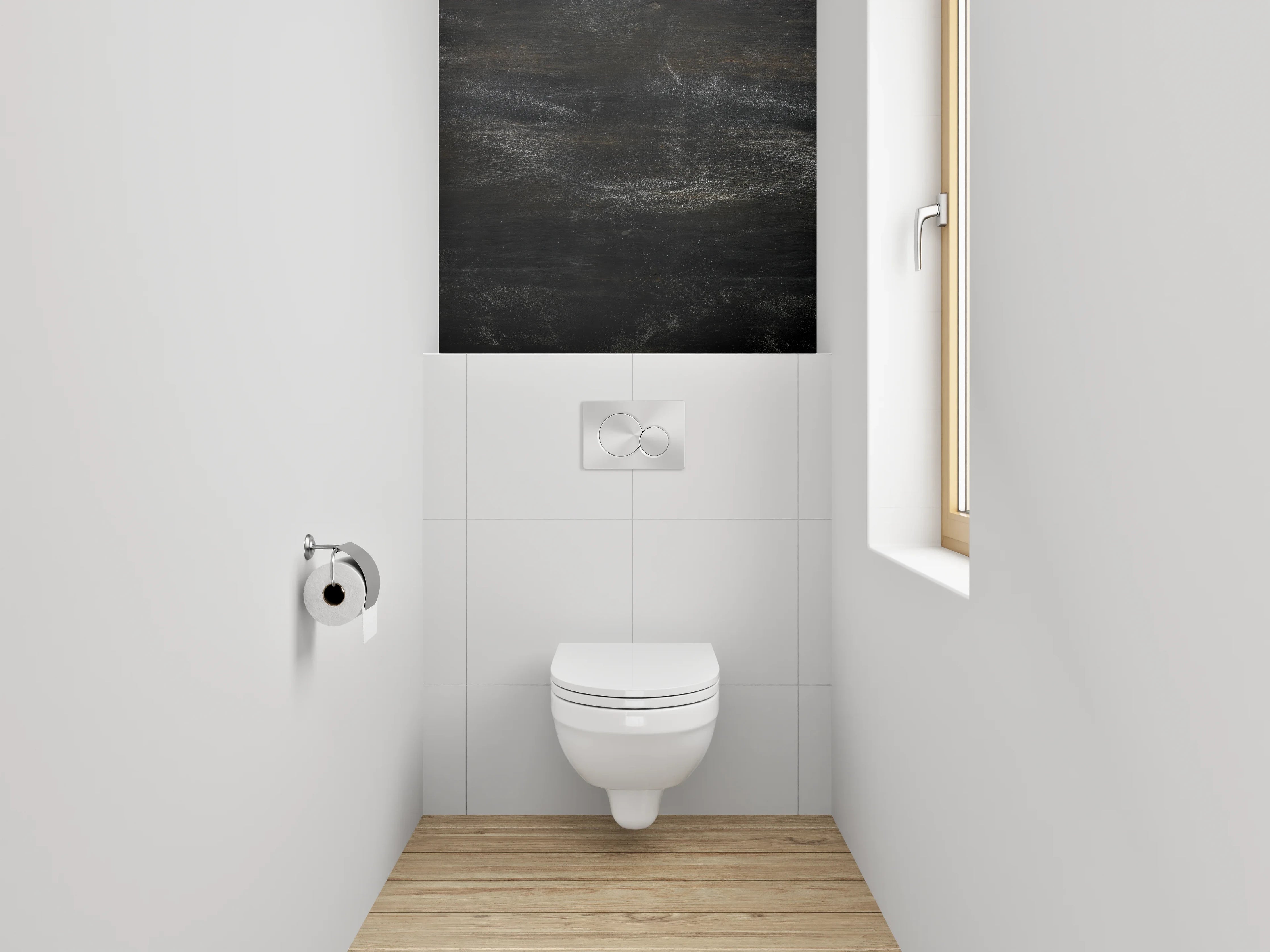 WC-Rückwand - Schwarze Kreidetafel Optik