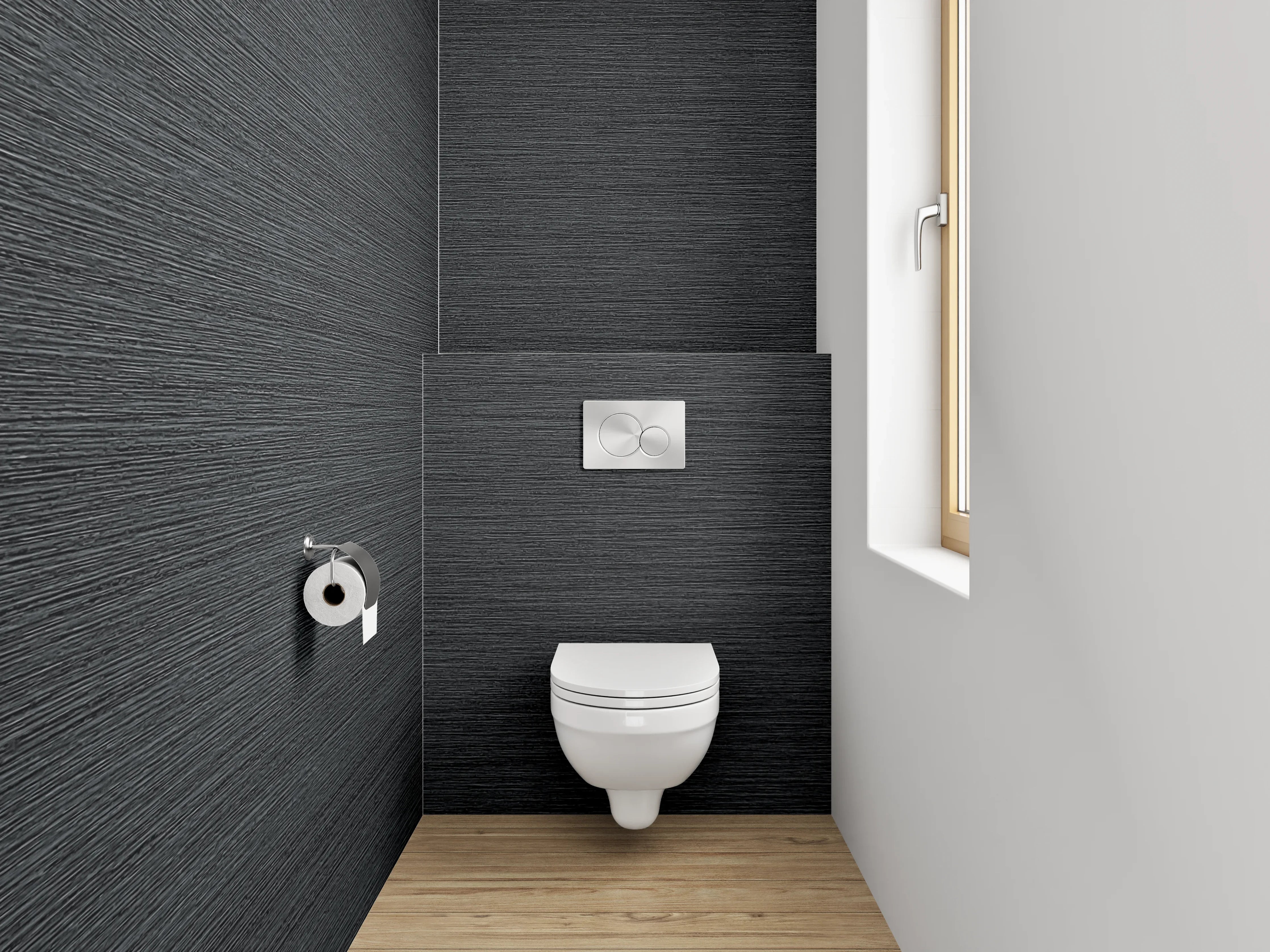 WC-Rückwand - Schwarze Metall-Textur, modern und elegant