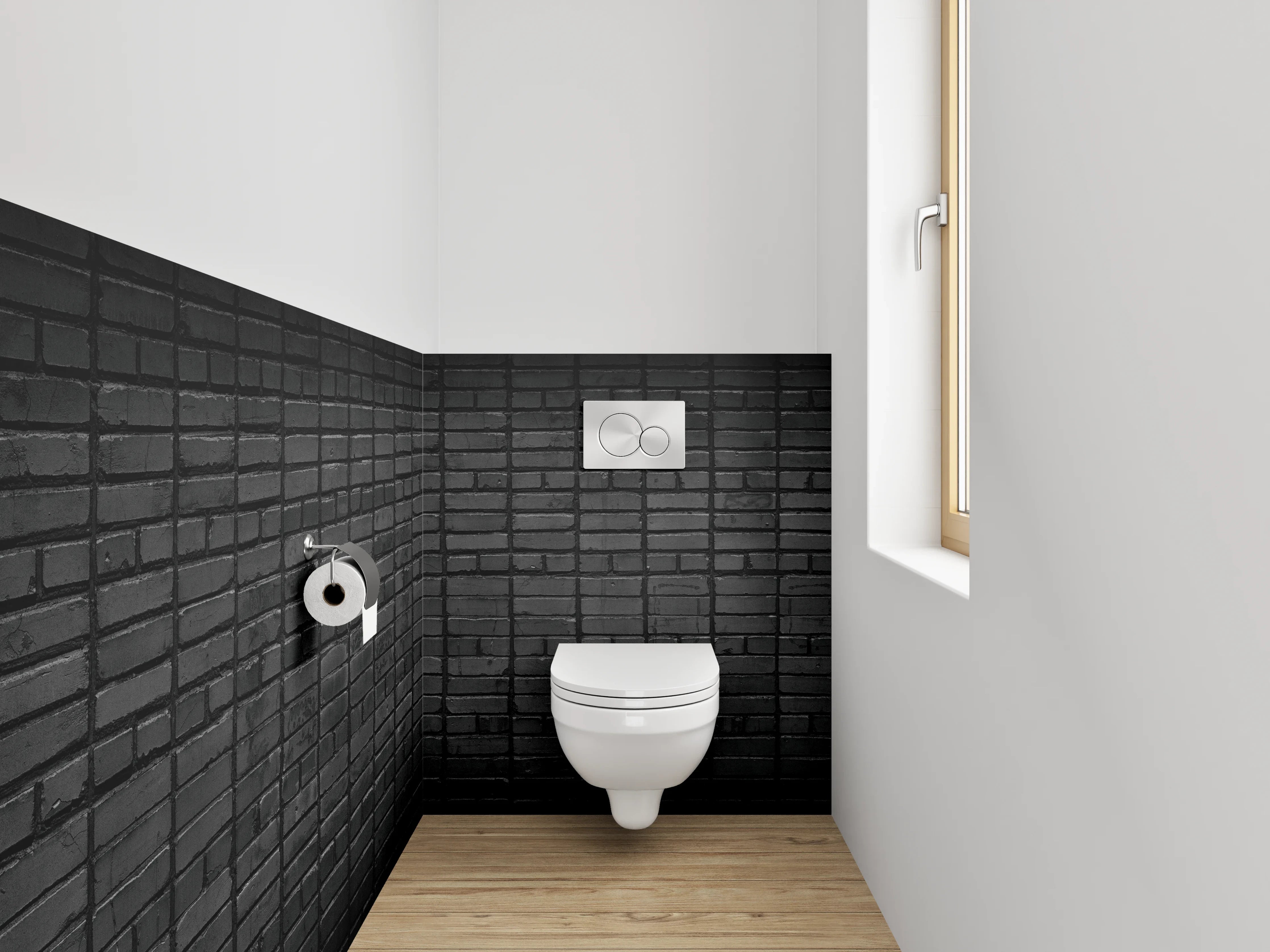 WC-Rückwand - Schwarze Mosaikfliesen Struktur