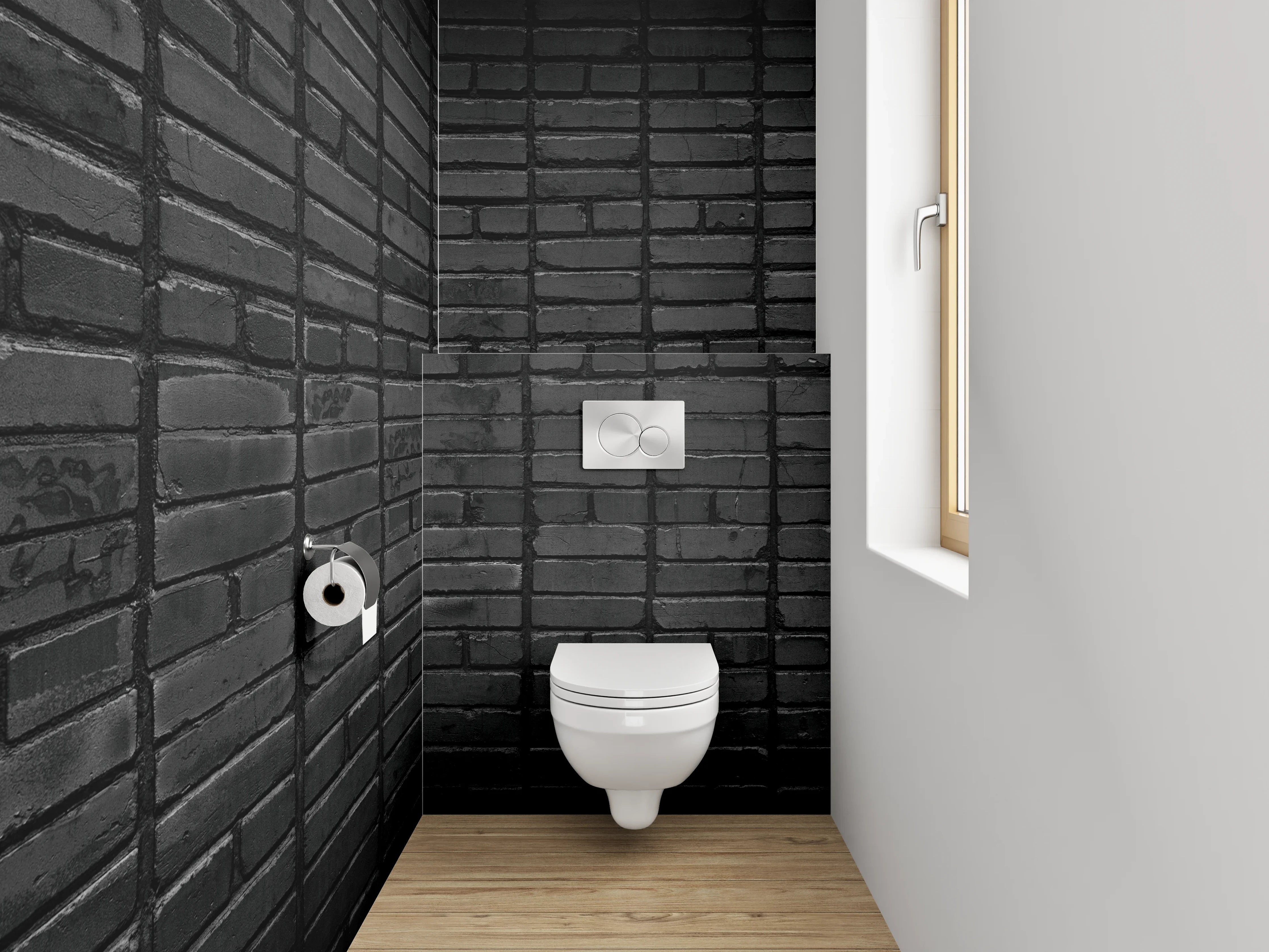 WC-Rückwand - Schwarze Mosaikfliesen Struktur