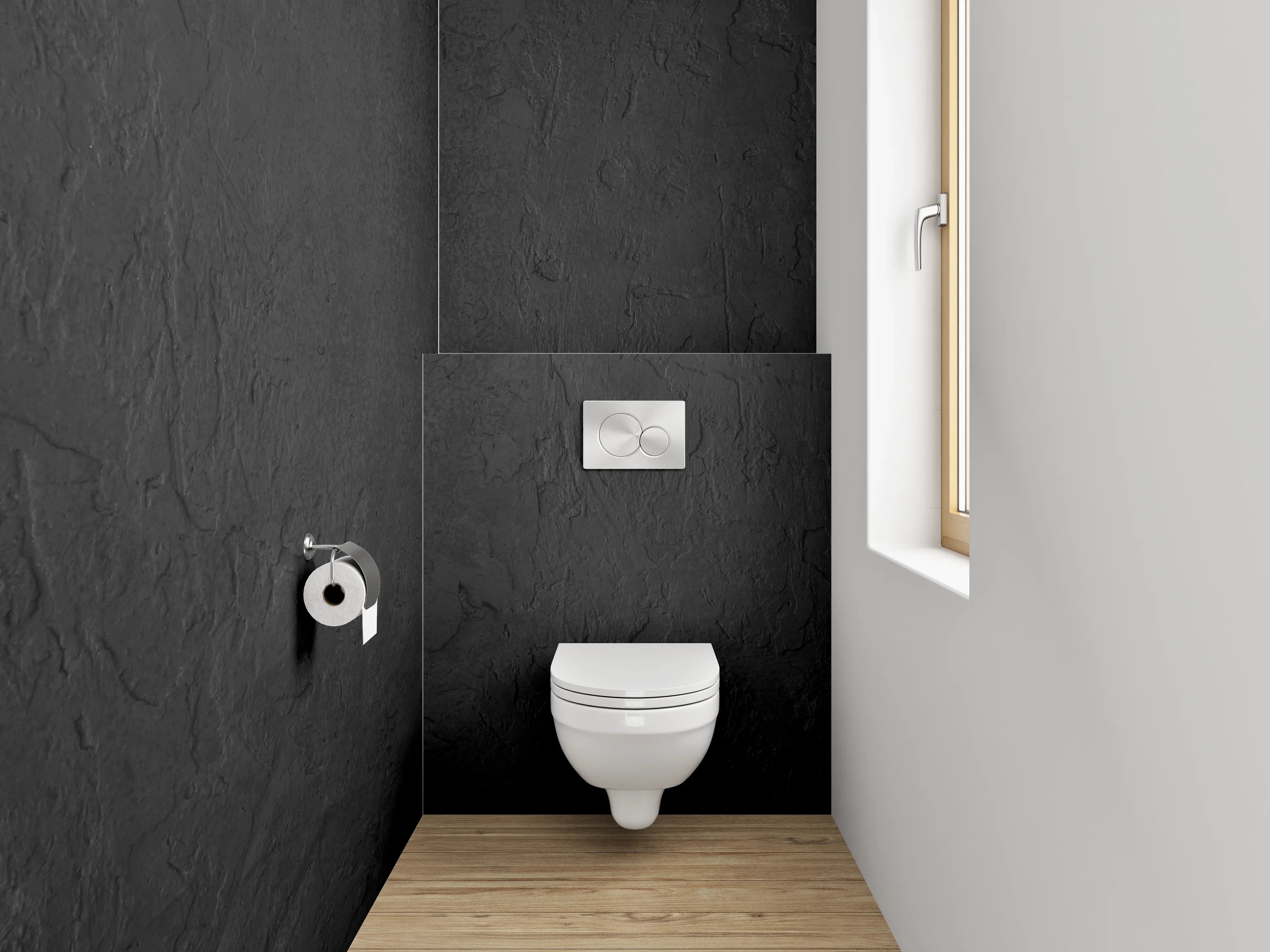 WC-Rückwand - Schwarze Putzstruktur Wandoptik