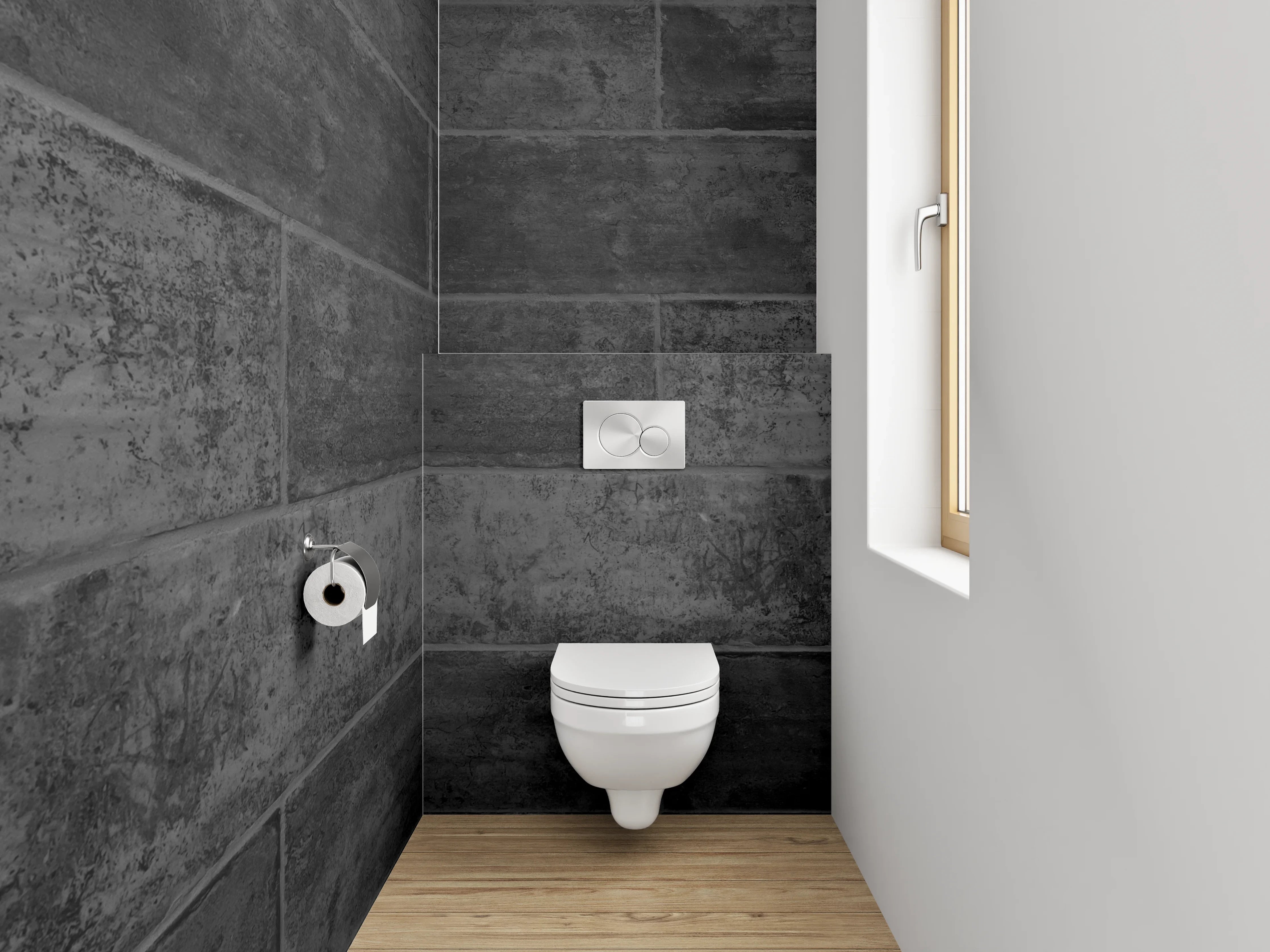 WC-Rückwand - Schwarze Schiefer-Fliesenstruktur Wanddekor