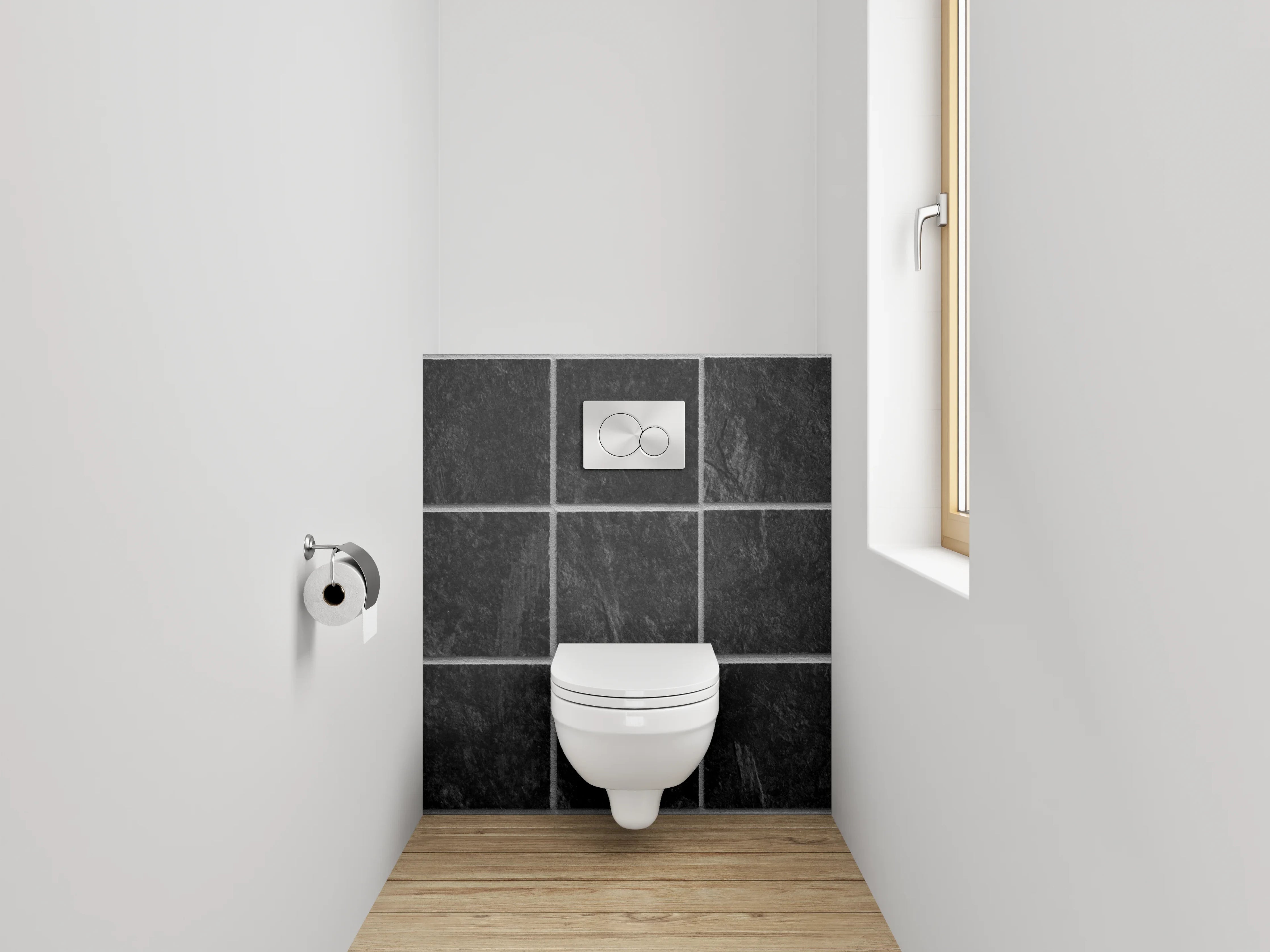 WC-Rückwand - Schwarze Schiefer Mosaikfliesen