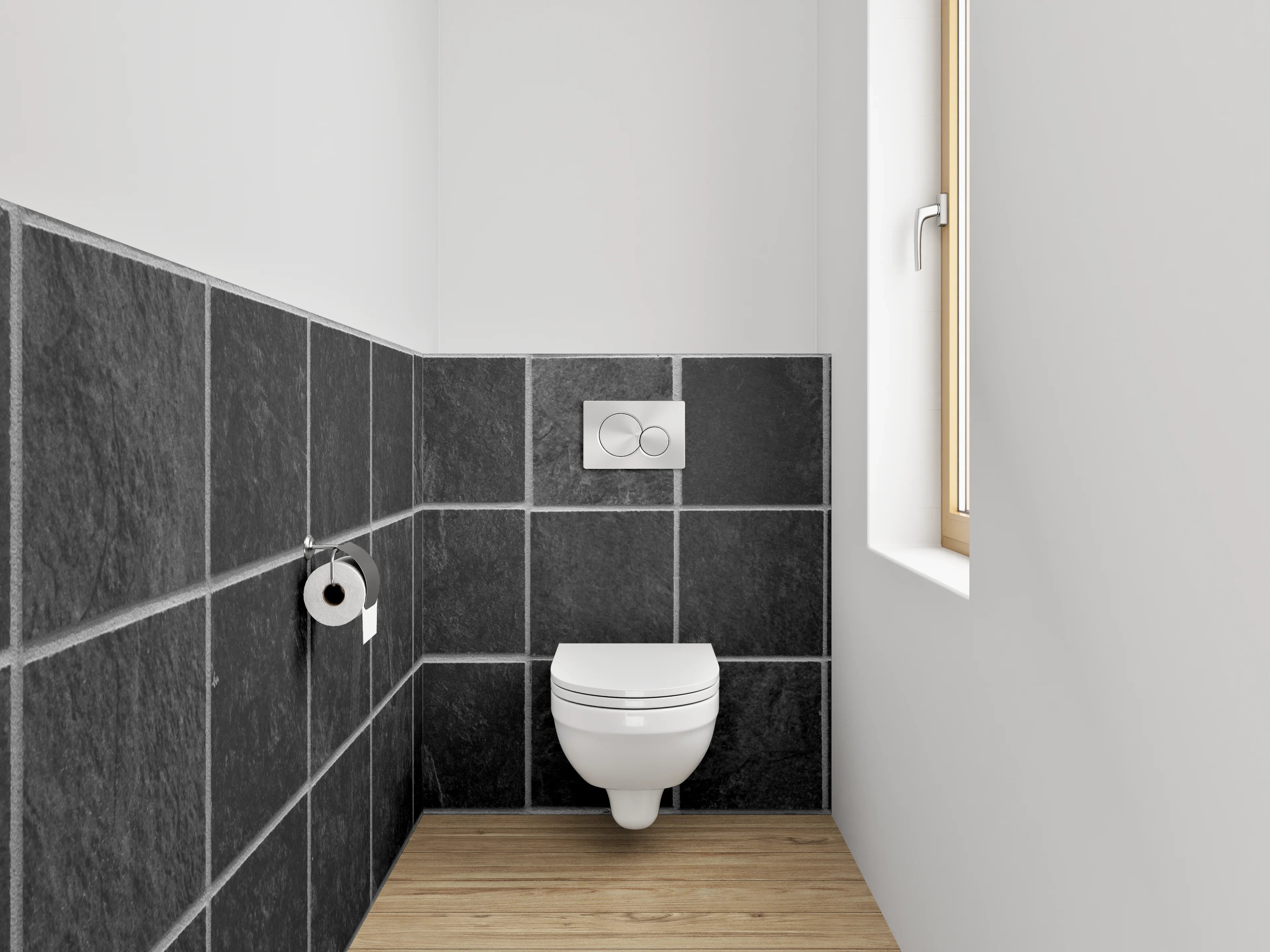 WC-Rückwand - Schwarze Schiefer Mosaikfliesen