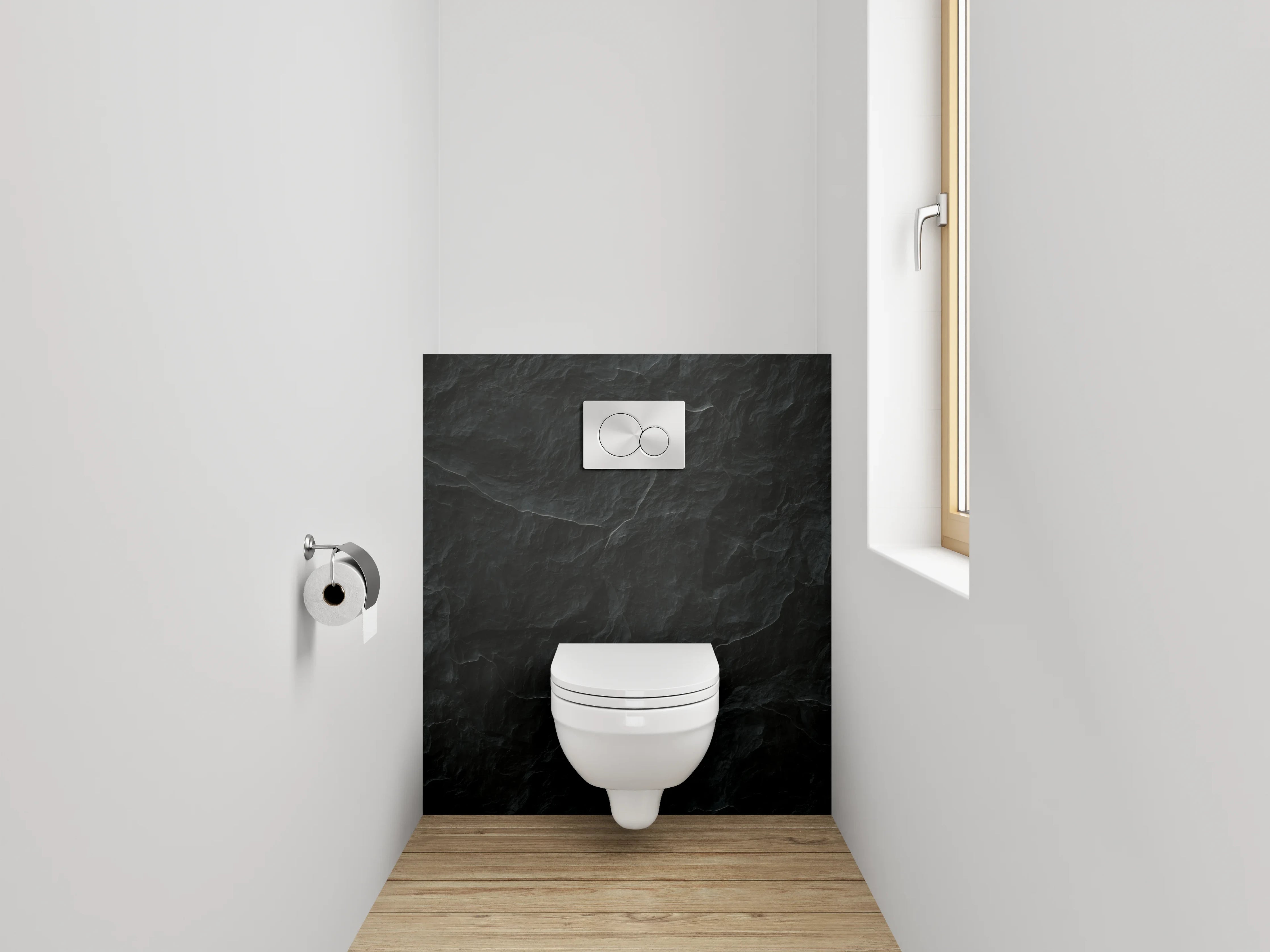 WC-Rückwand - Schwarze Schieferstruktur – Elegantes Wandbild