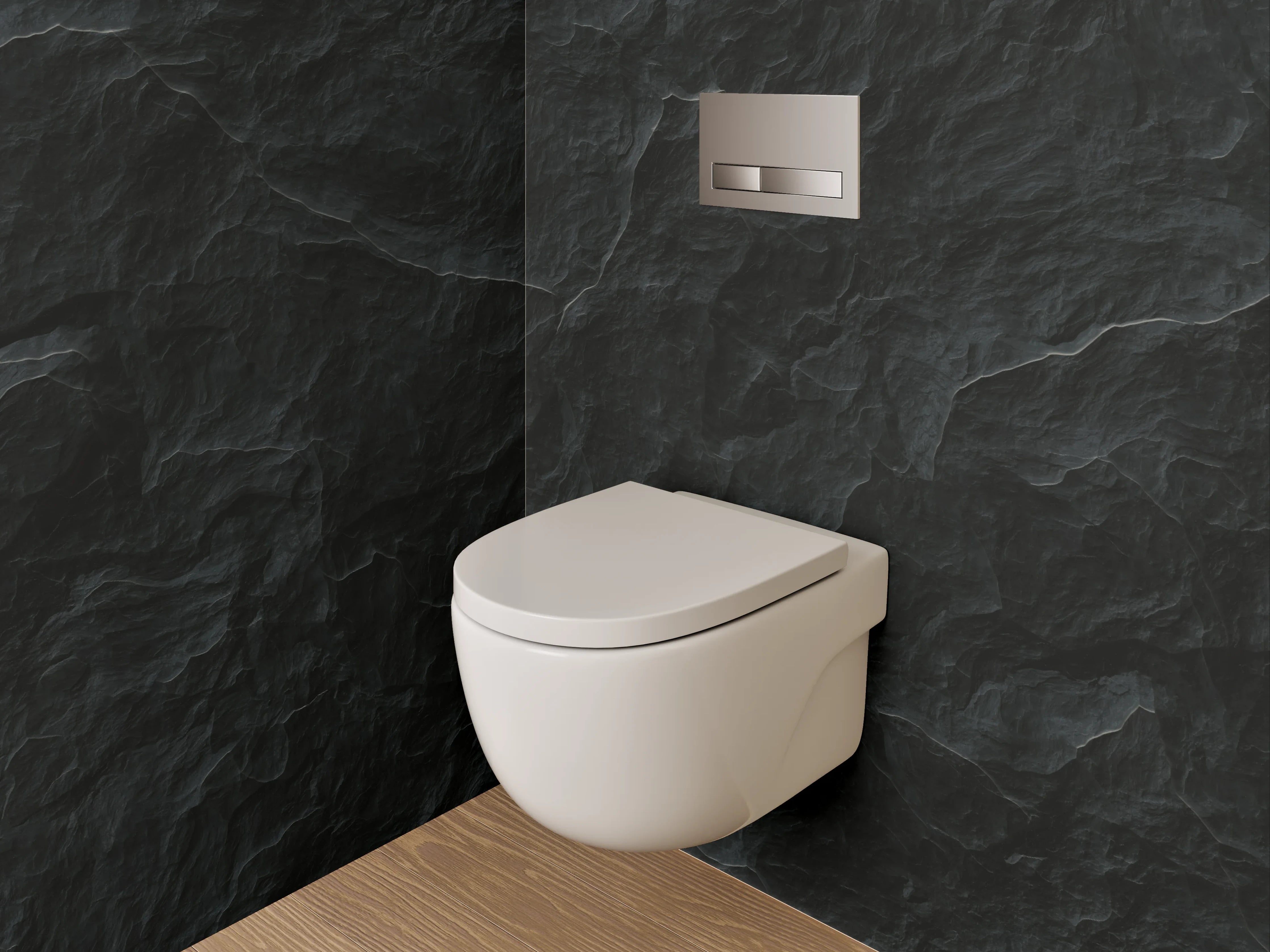 WC-Rückwand - Schwarze Schieferstruktur – Elegantes Wandbild