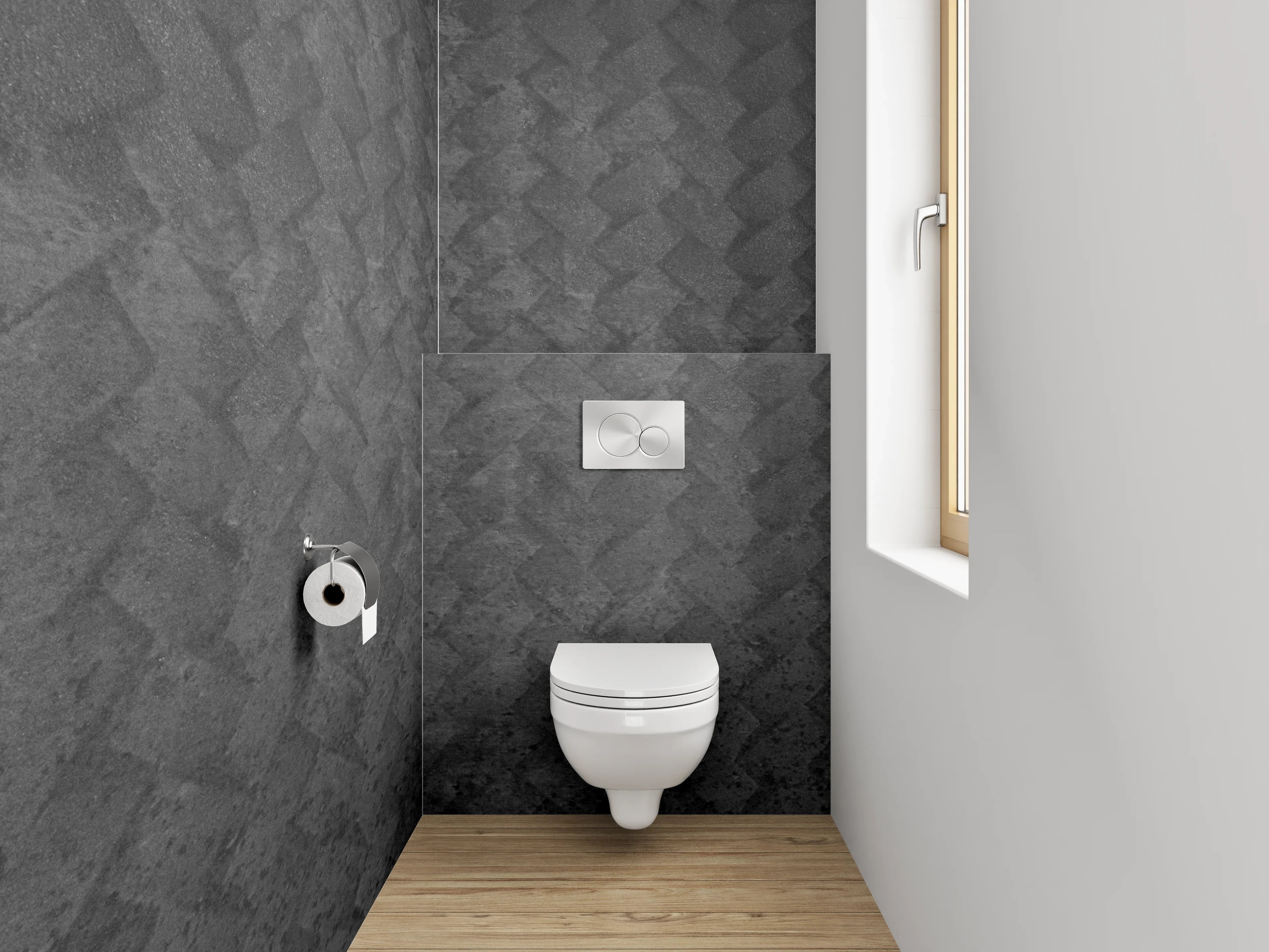 WC-Rückwand - Schwarze Schuppen Struktur Marmoroptik