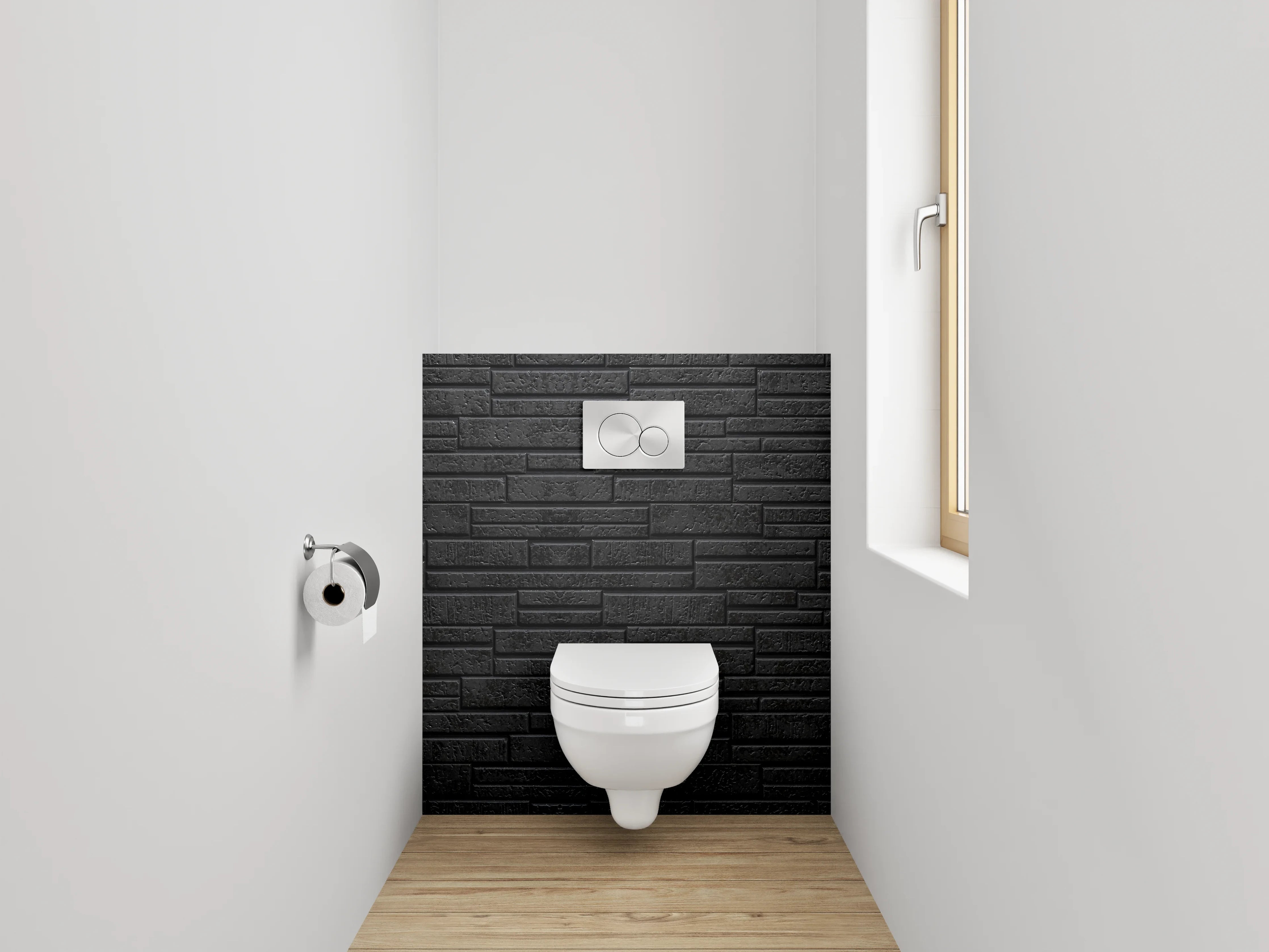WC-Rückwand - Schwarze Steinoptik Wandverkleidung