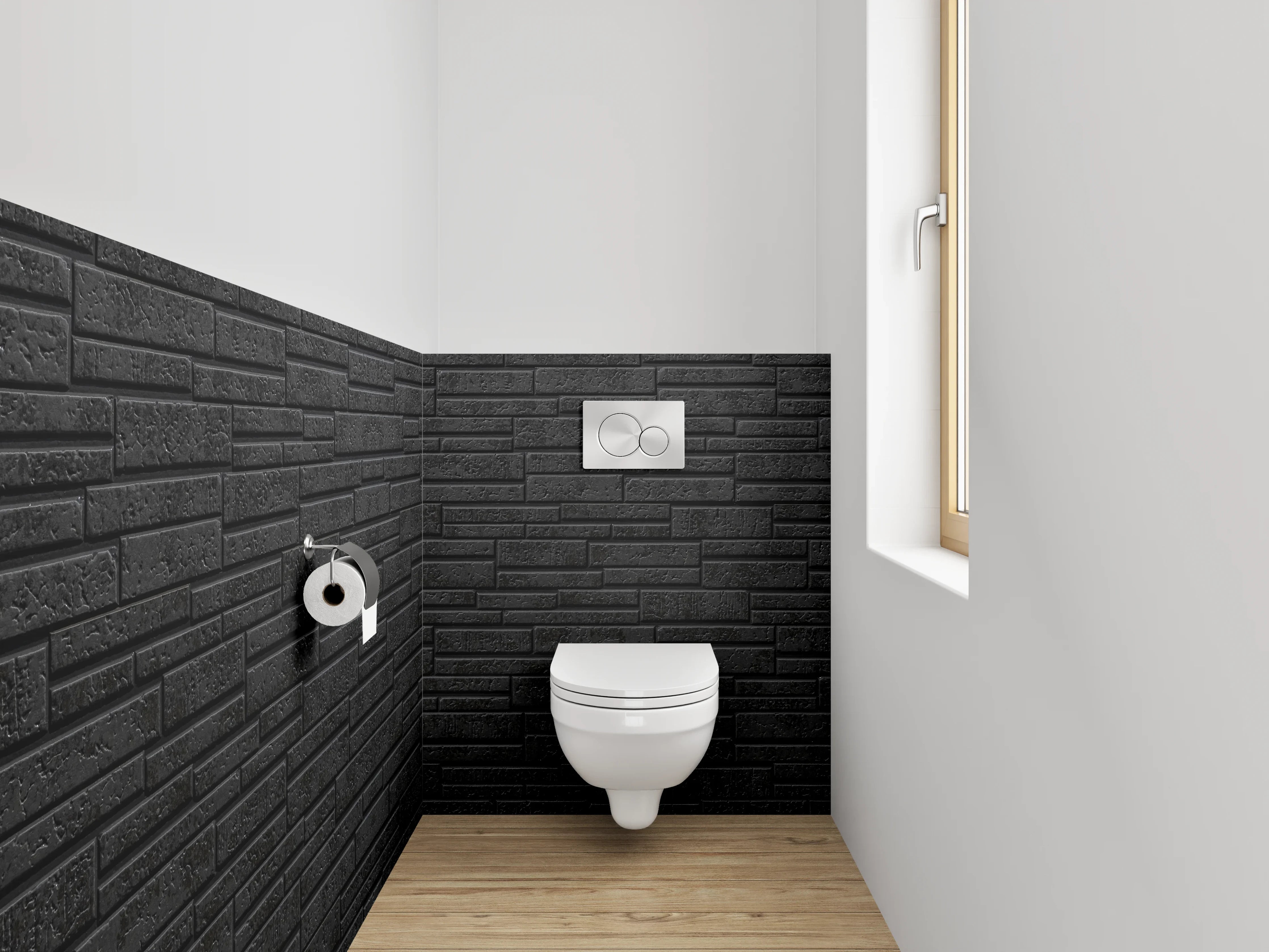 WC-Rückwand - Schwarze Steinoptik Wandverkleidung