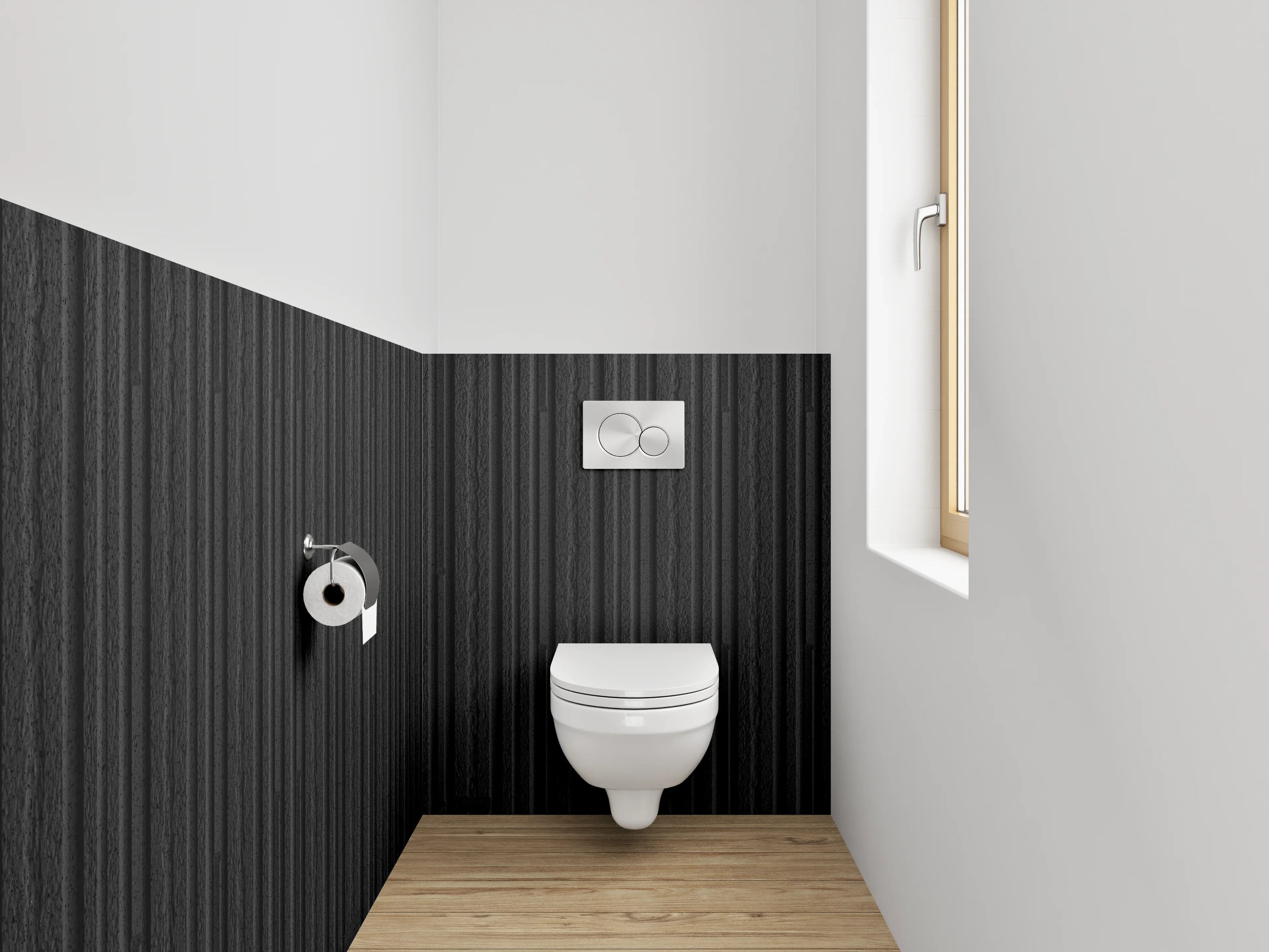 WC-Rückwand - Schwarze Struktur Linienmuster Dekor
